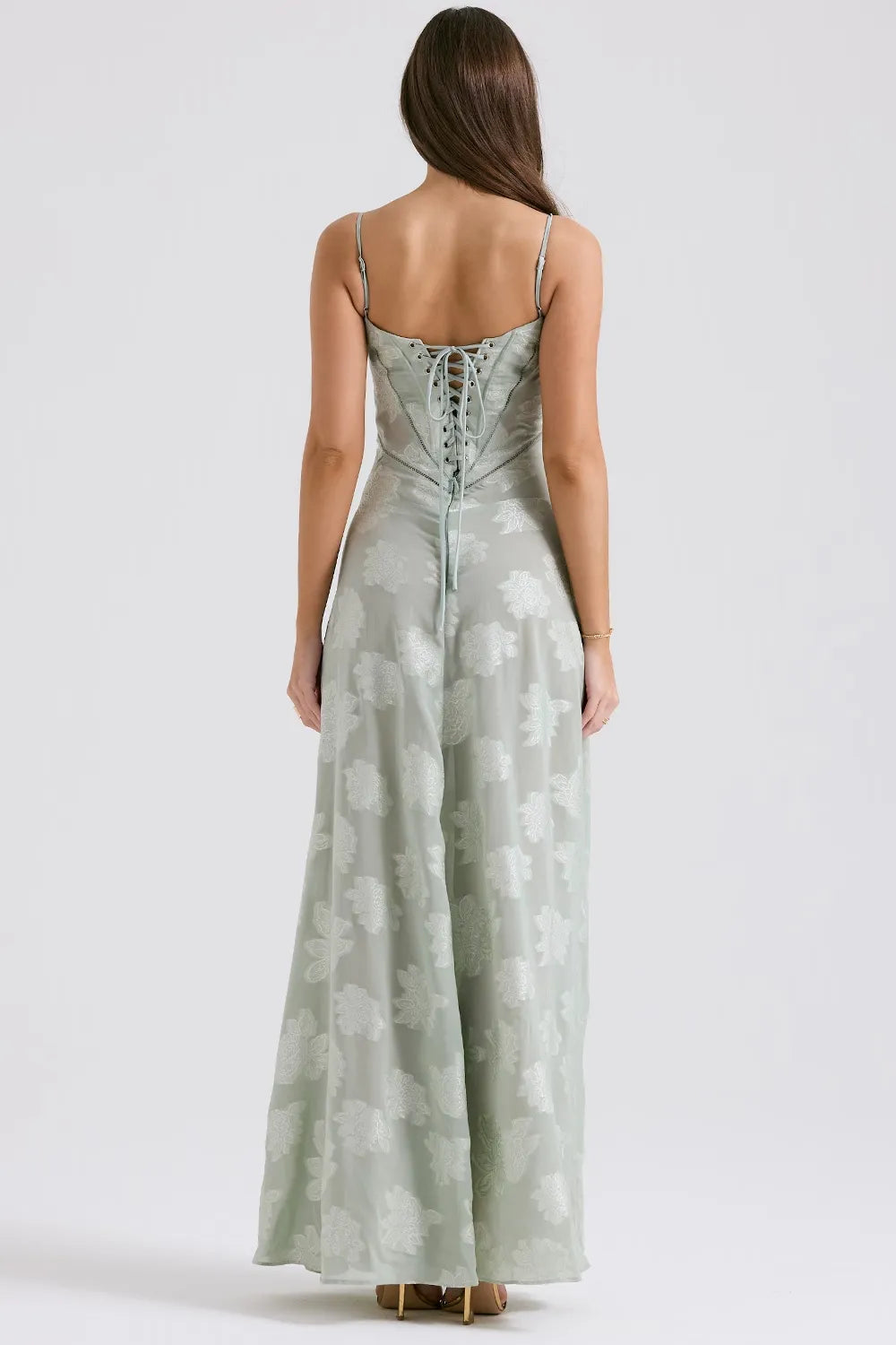Bo – Floral Lace Bustier Evening Maxi Dress