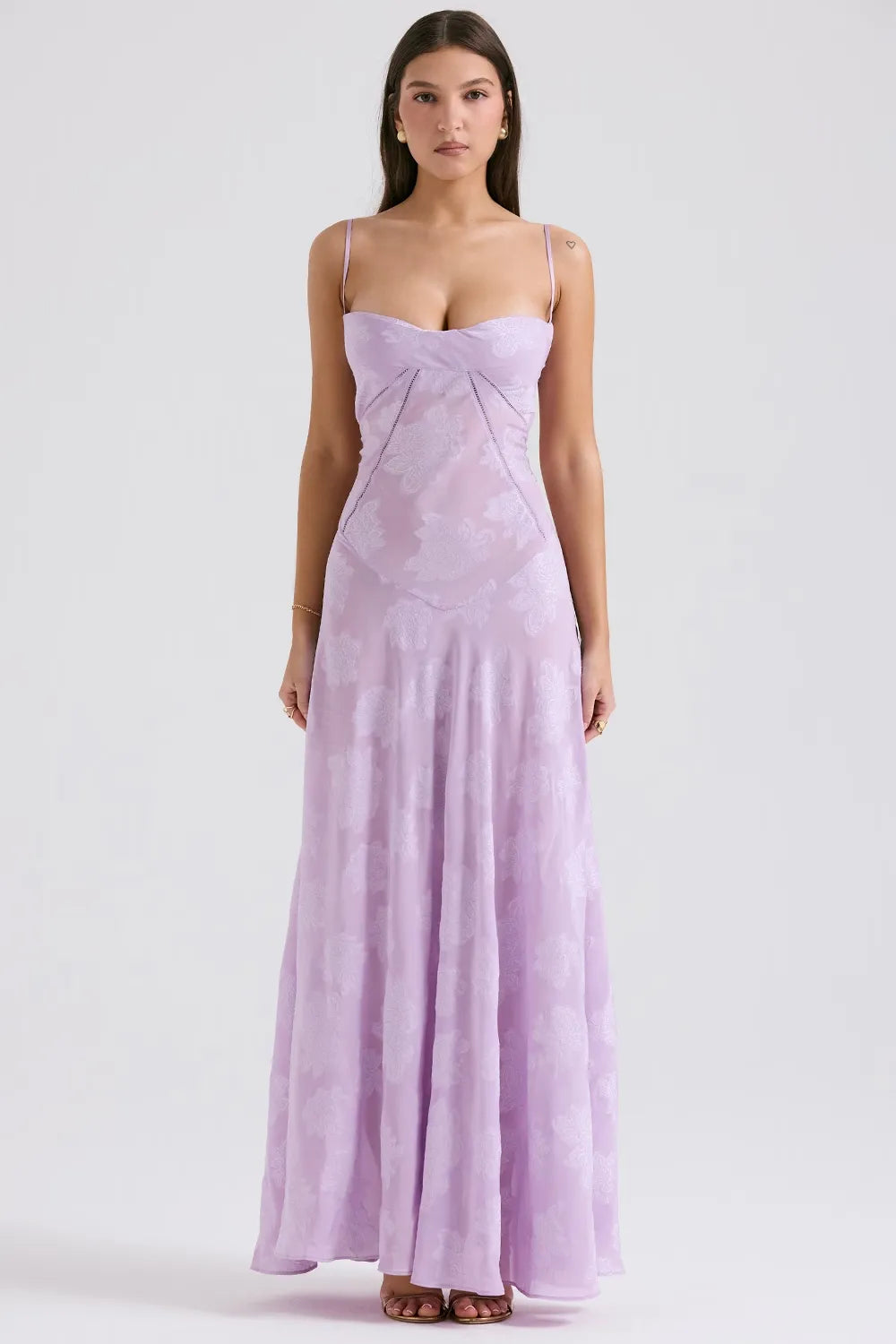 Sloane – Floral Lace Bustier Evening Maxi Dress