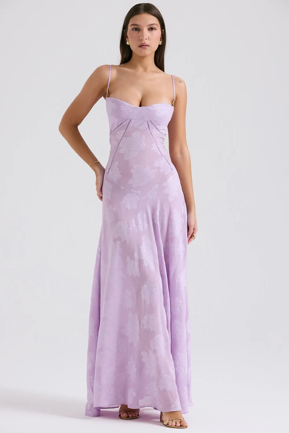 Bo – Floral Lace Bustier Evening Maxi Dress