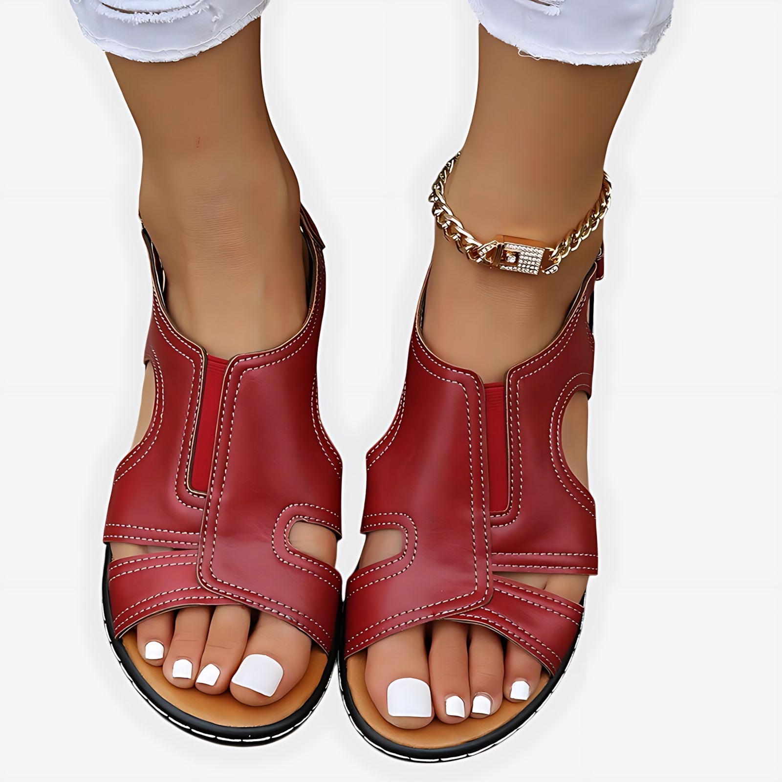 Serenity – Ankle Strap Low Wedge Sandals