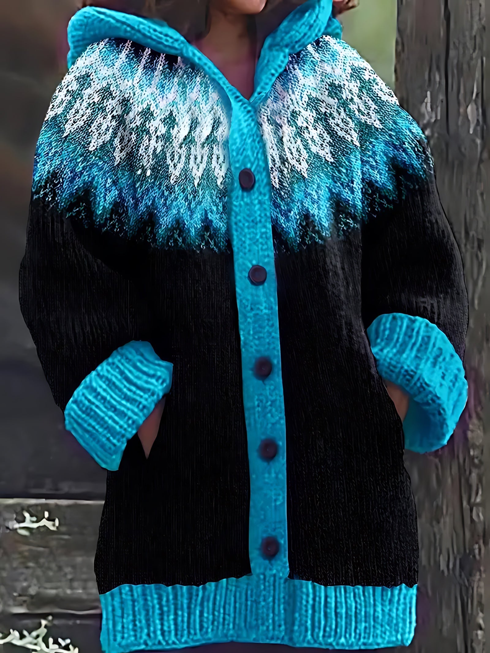Serenity – Fair Isle Chunky Knit Button Up Cardigan