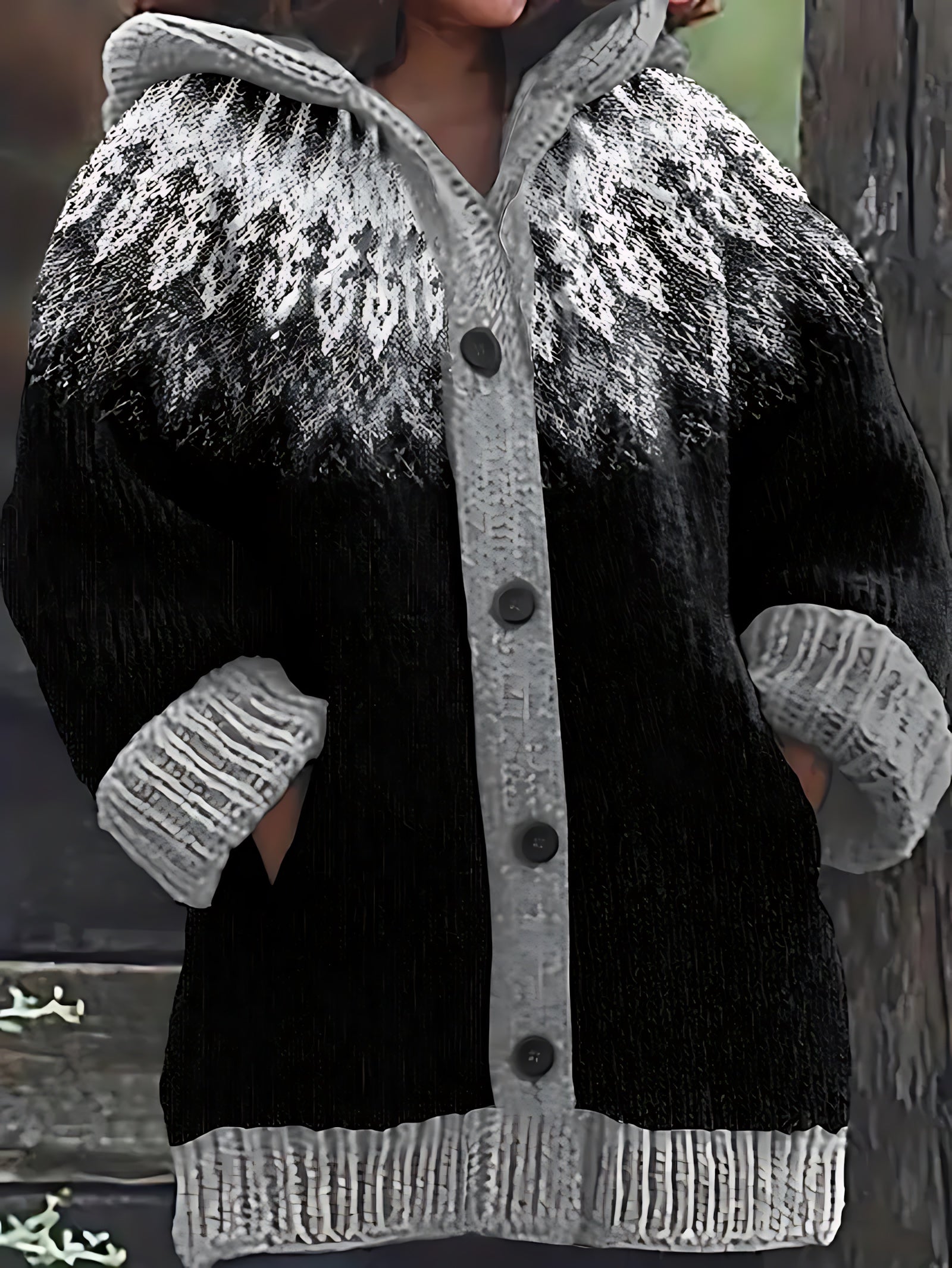 Serenity – Fair Isle Chunky Knit Button Up Cardigan