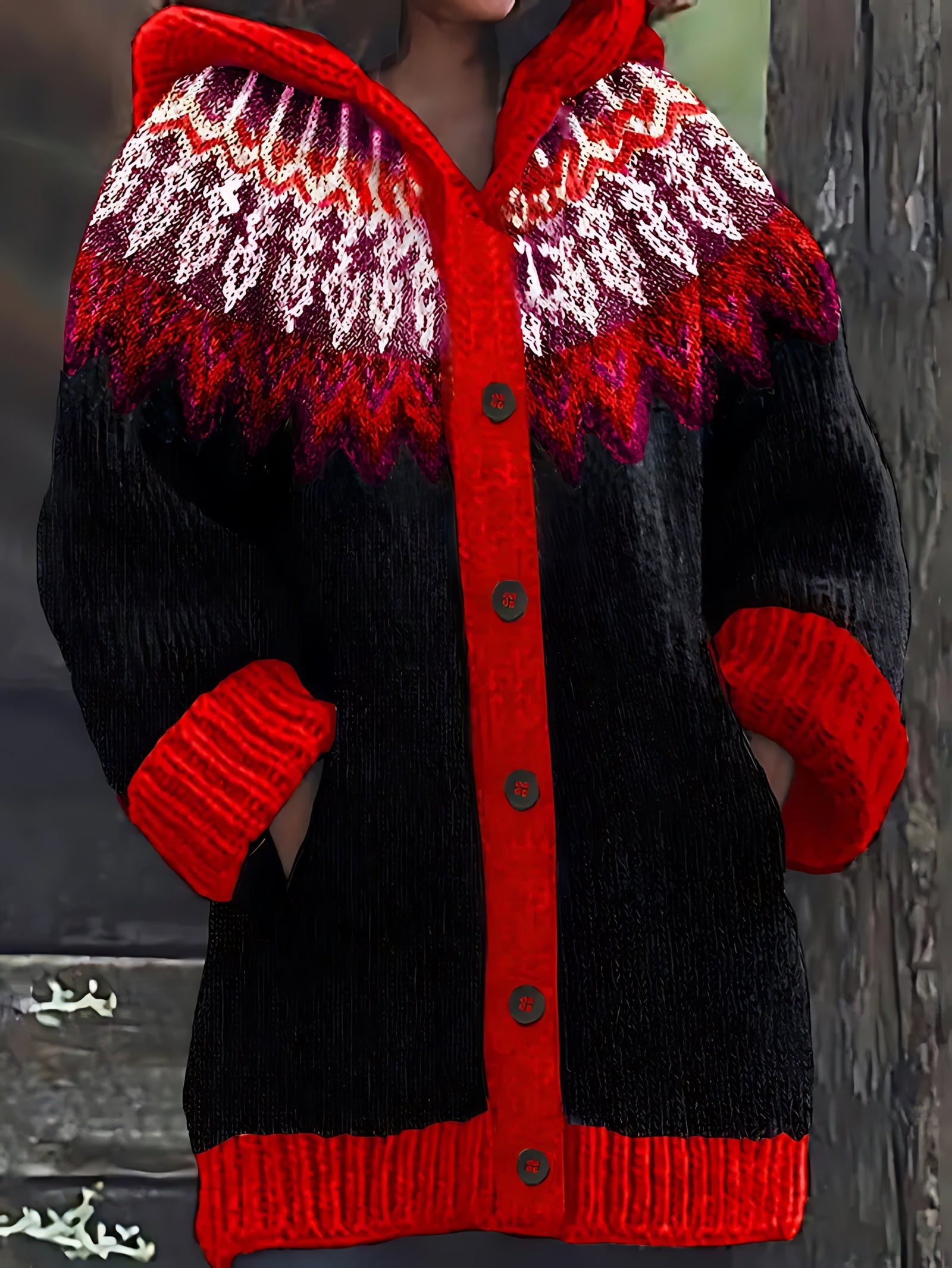 Serenity – Fair Isle Chunky Knit Button Up Cardigan