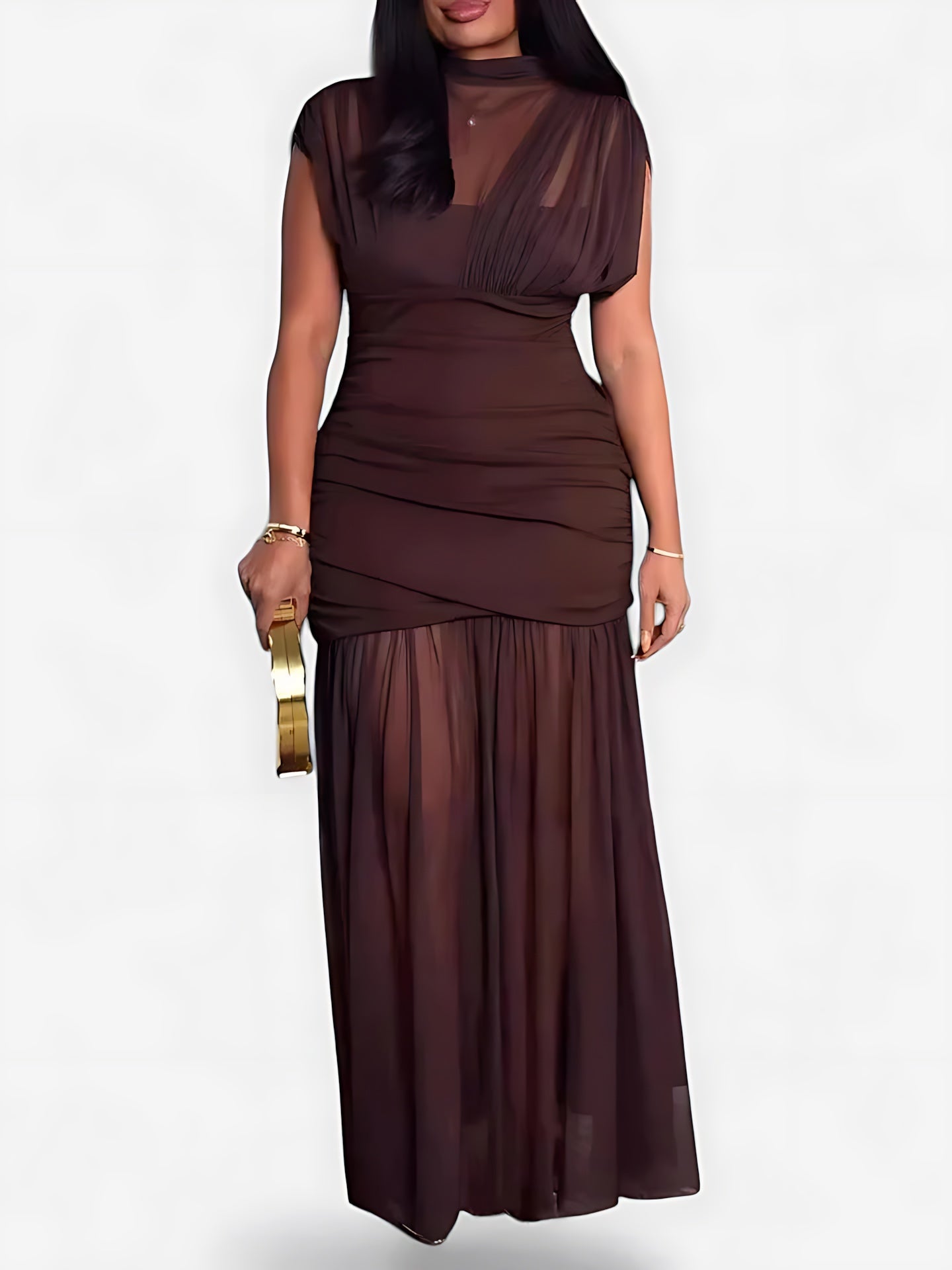 Serenity – One Shoulder Ruched Evening Maxi Dress