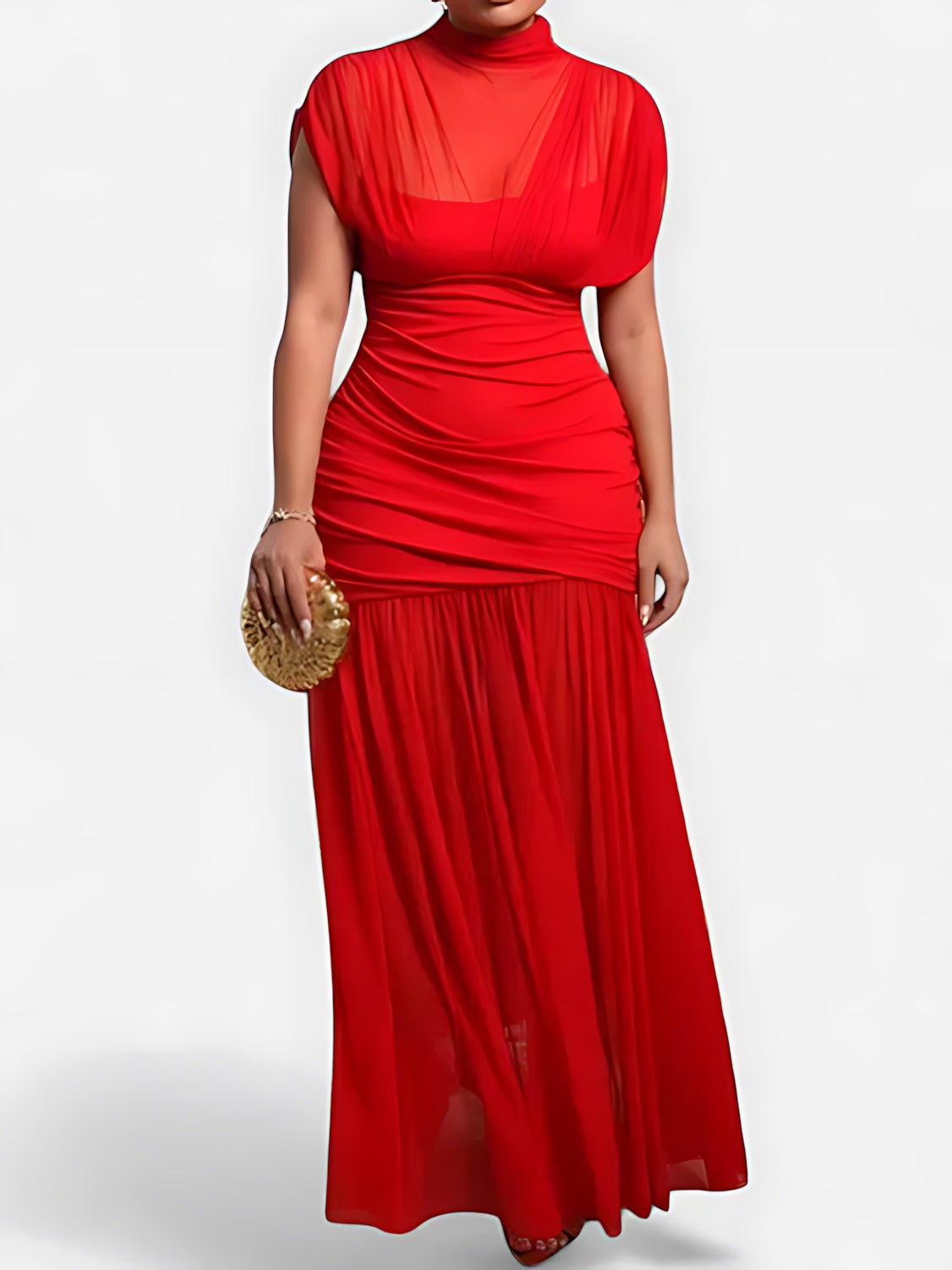 Serenity – One Shoulder Ruched Evening Maxi Dress