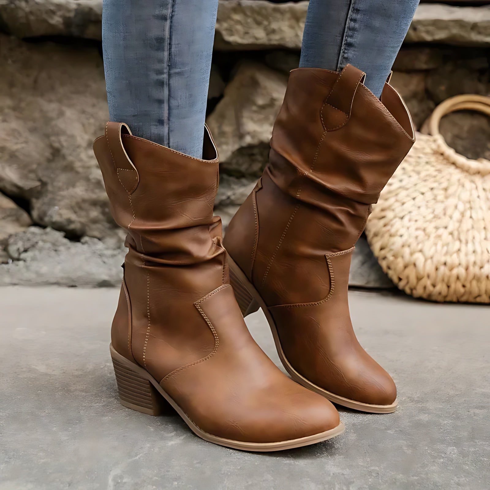 Serenity – Slouchy Mid Calf Western Boots