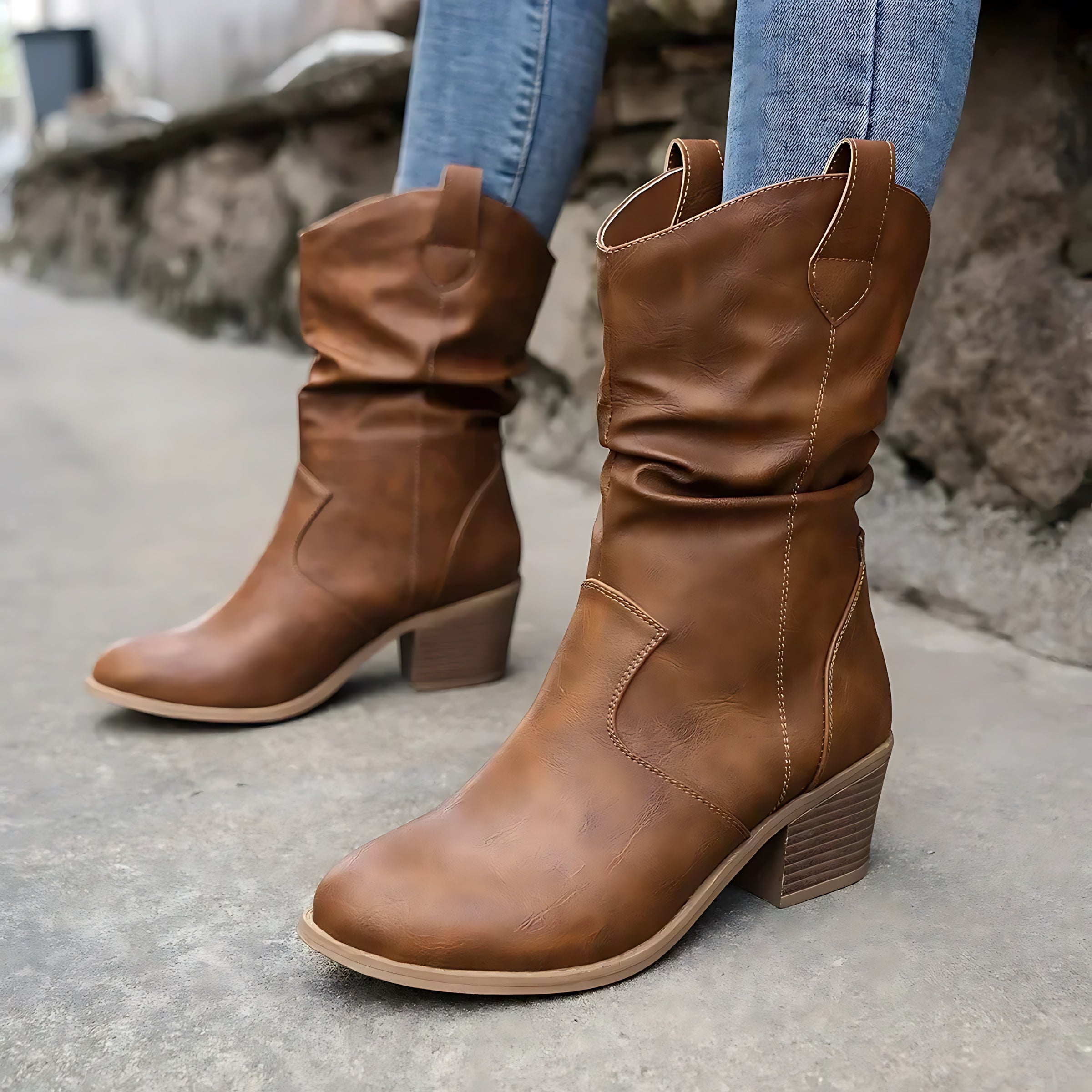 Serenity – Slouchy Mid Calf Western Boots