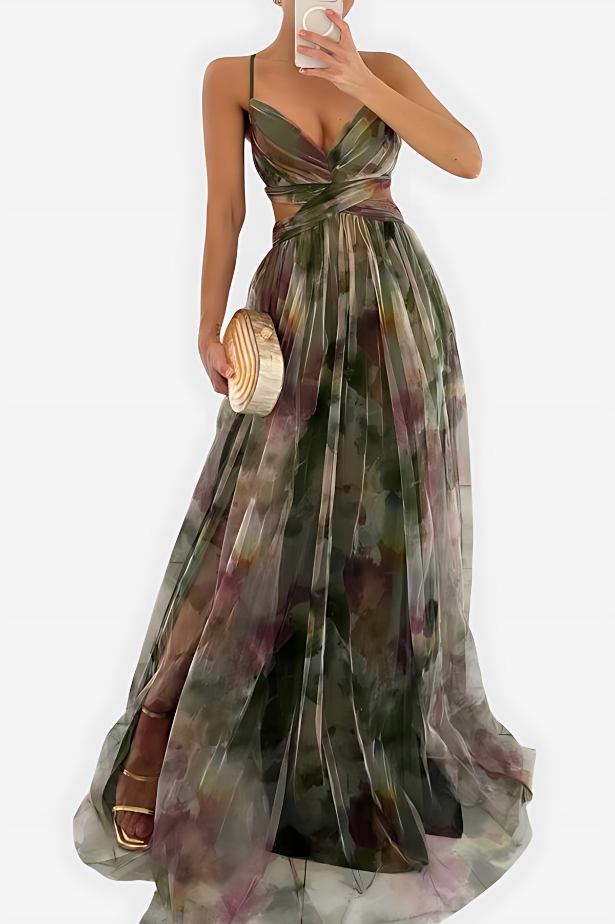 Sienna – Floral Chiffon V Neck Wedding Guest Maxi Dress