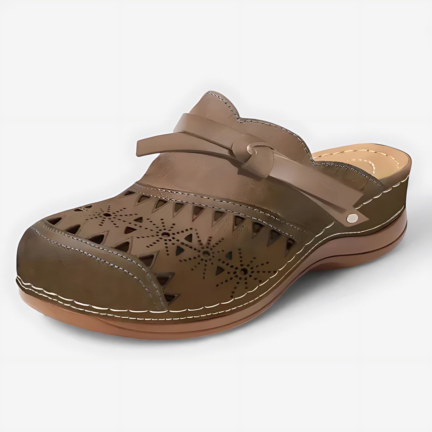 Sienna – Laser Cut Closed Toe Wedge Clogs