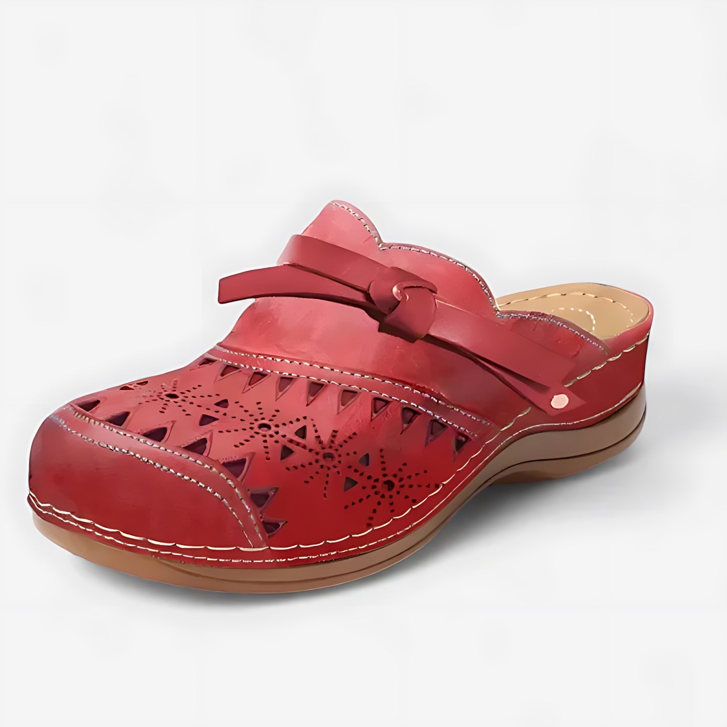 Sienna – Laser Cut Closed Toe Wedge Clogs