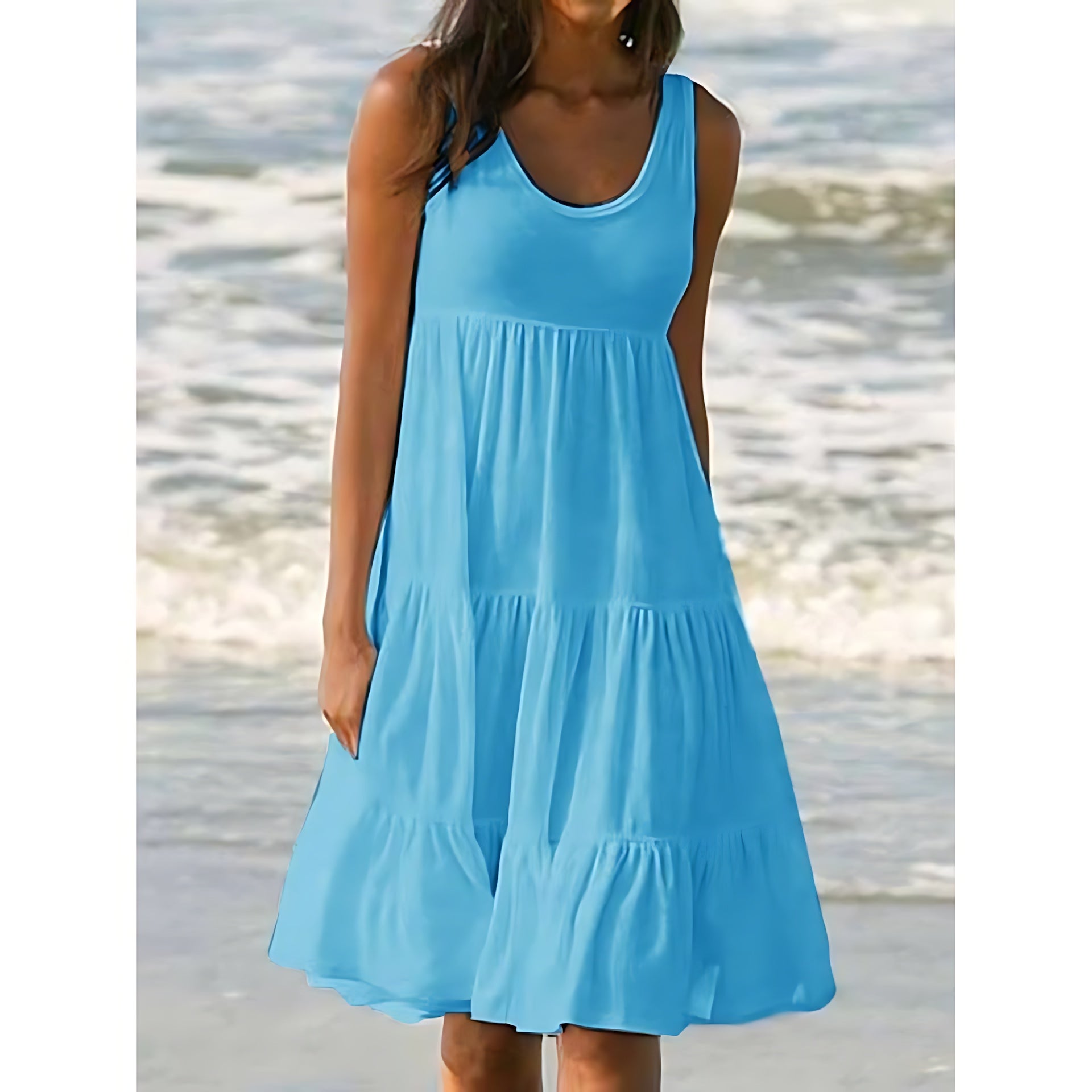 Sienna – Tiered Scoop Neck Summer Midi Dress