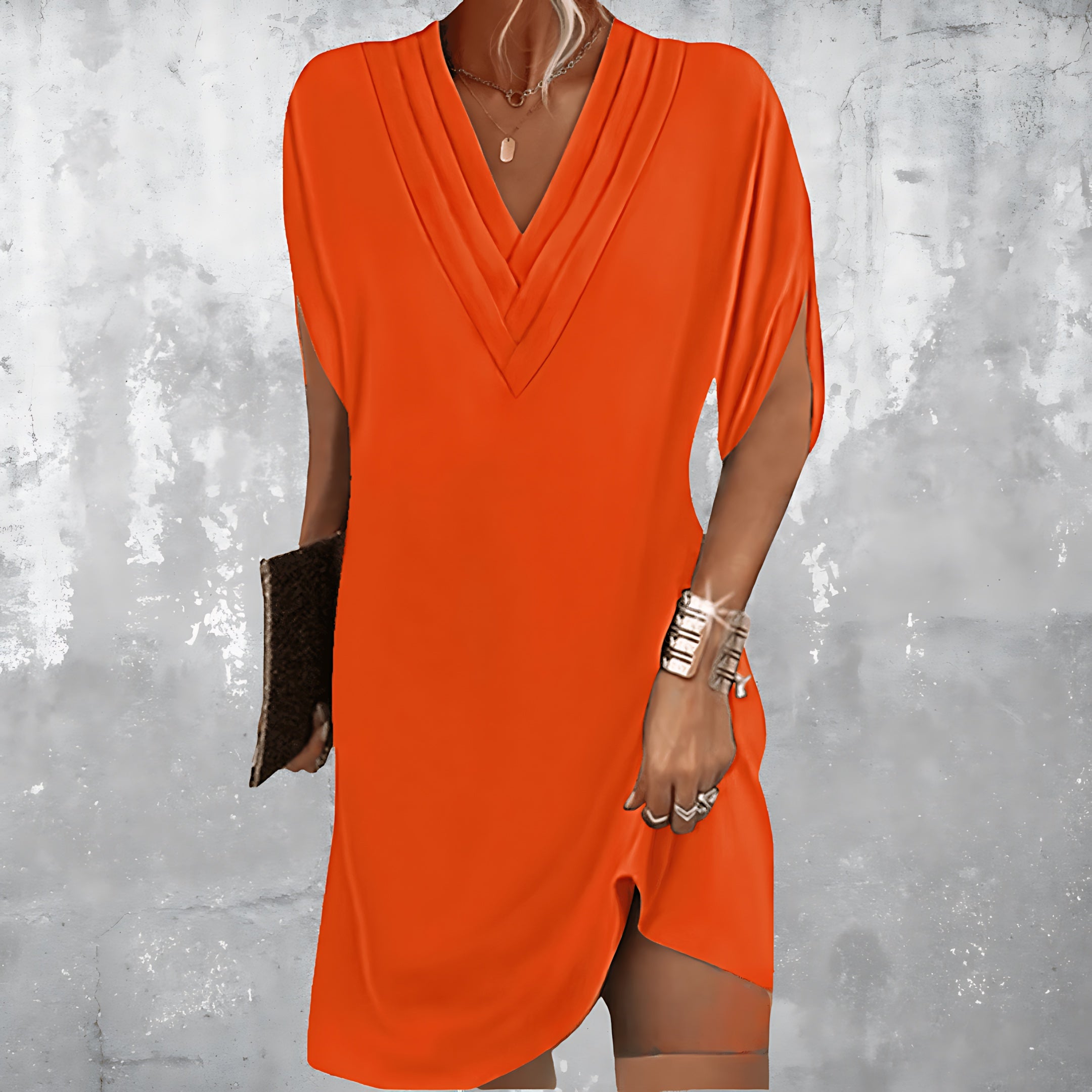 Sienna – V Neck Short Sleeve Shift Mini Dress