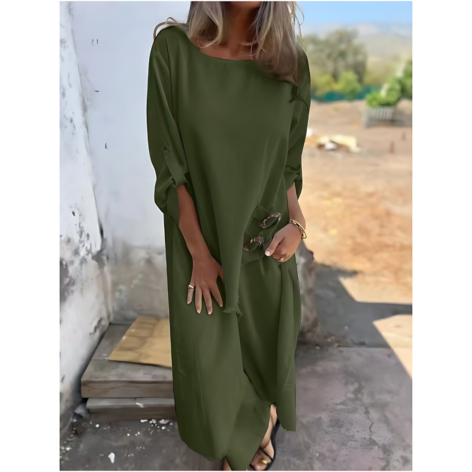 Skylar – Batwing Sleeve Flowy Kaftan Maxi Dress