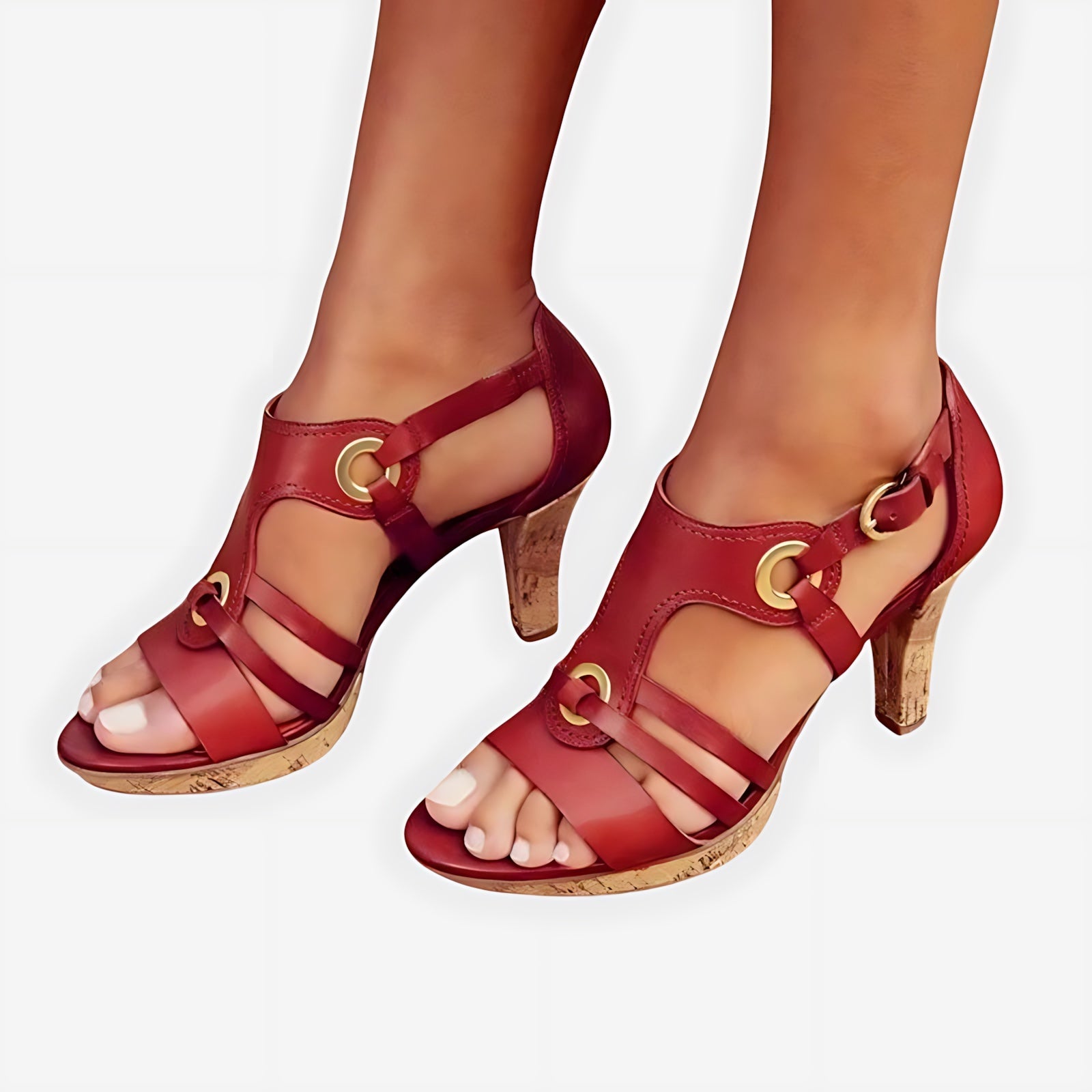 Skylar – Leather Strappy Block Heel Sandals