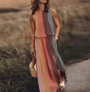 Ariana – Floral Print Scoop Neck Boho Maxi Dress