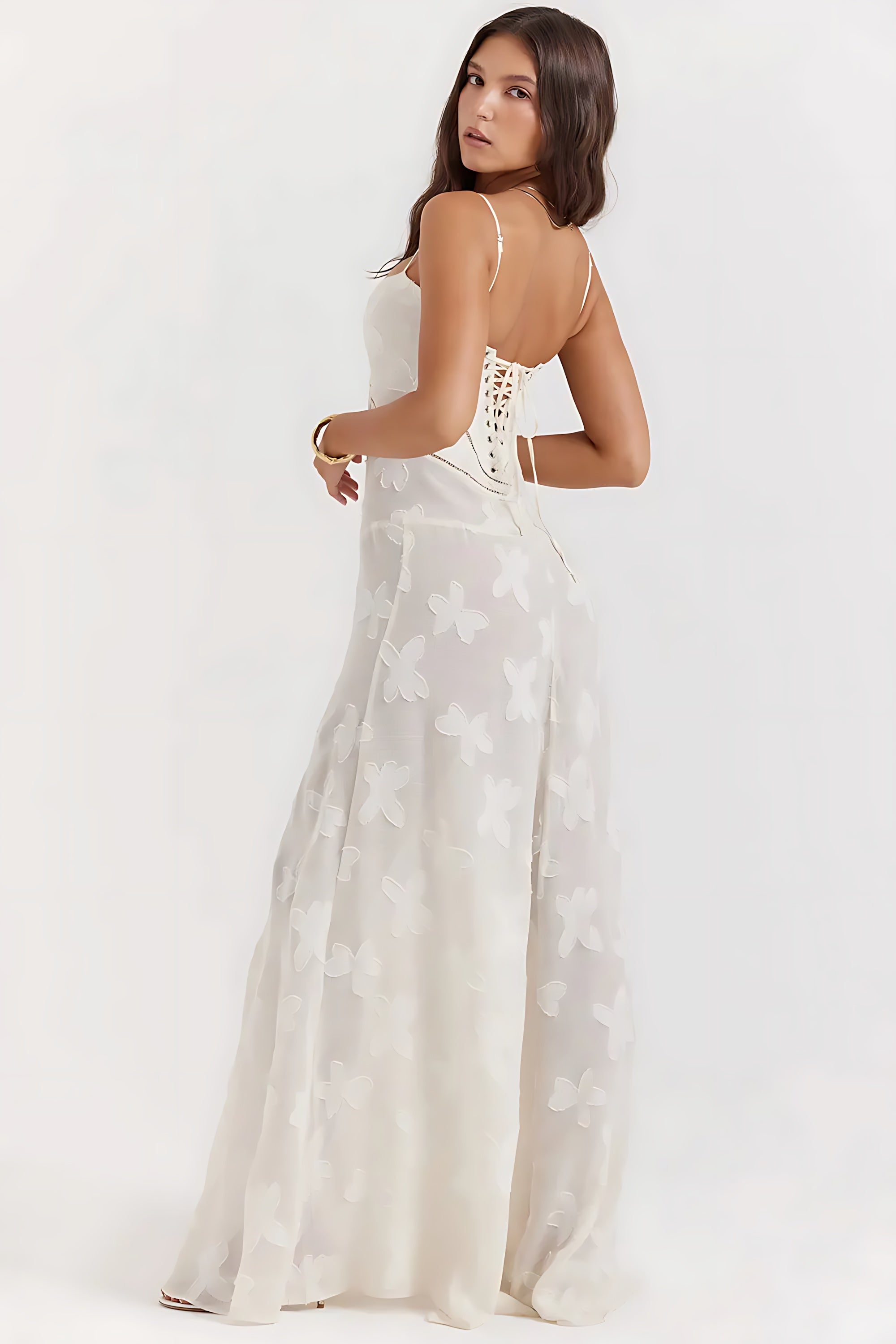 Sloane – Floral Lace Bustier Evening Maxi Dress