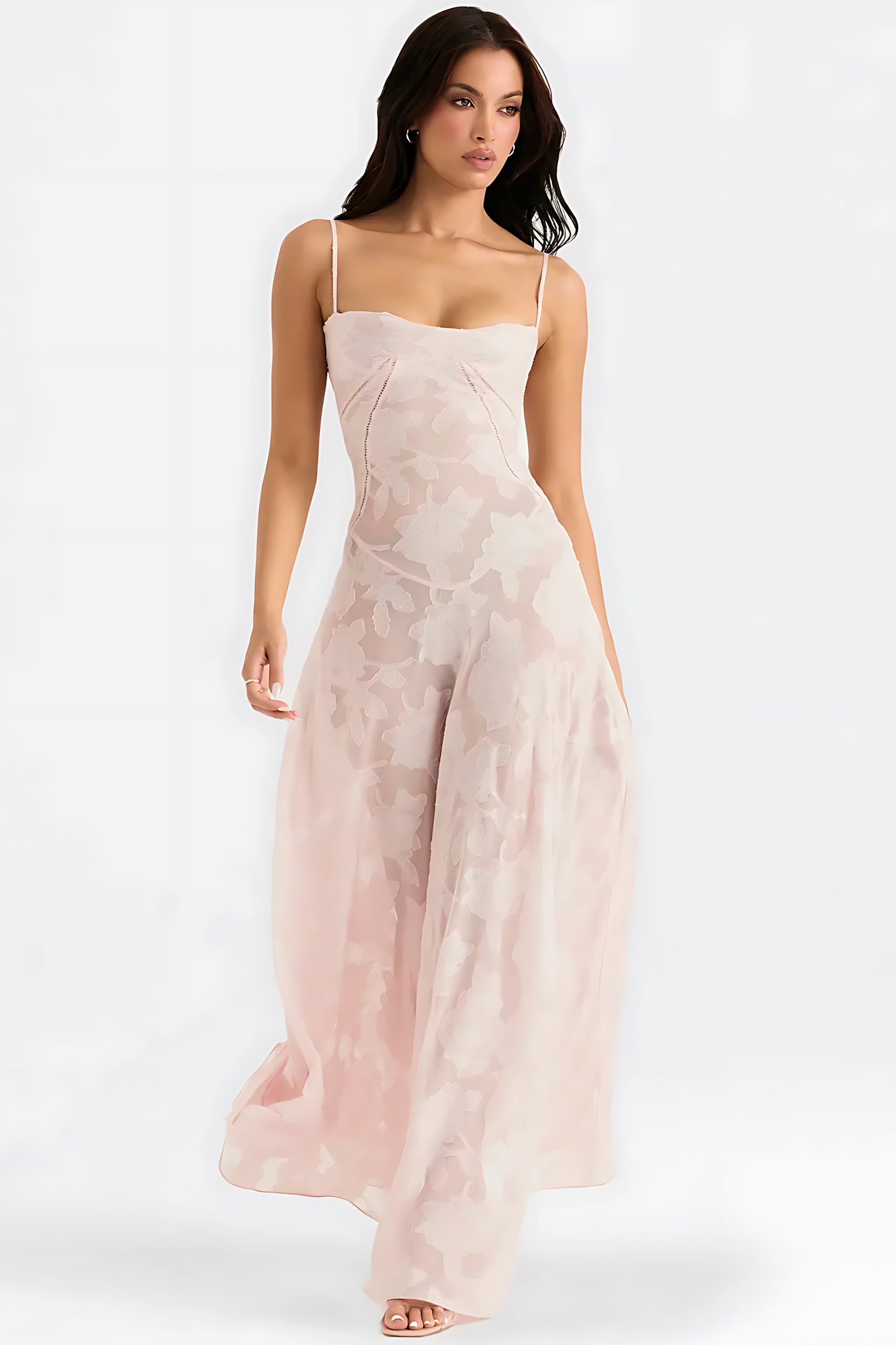 Sloane – Floral Lace Bustier Evening Maxi Dress