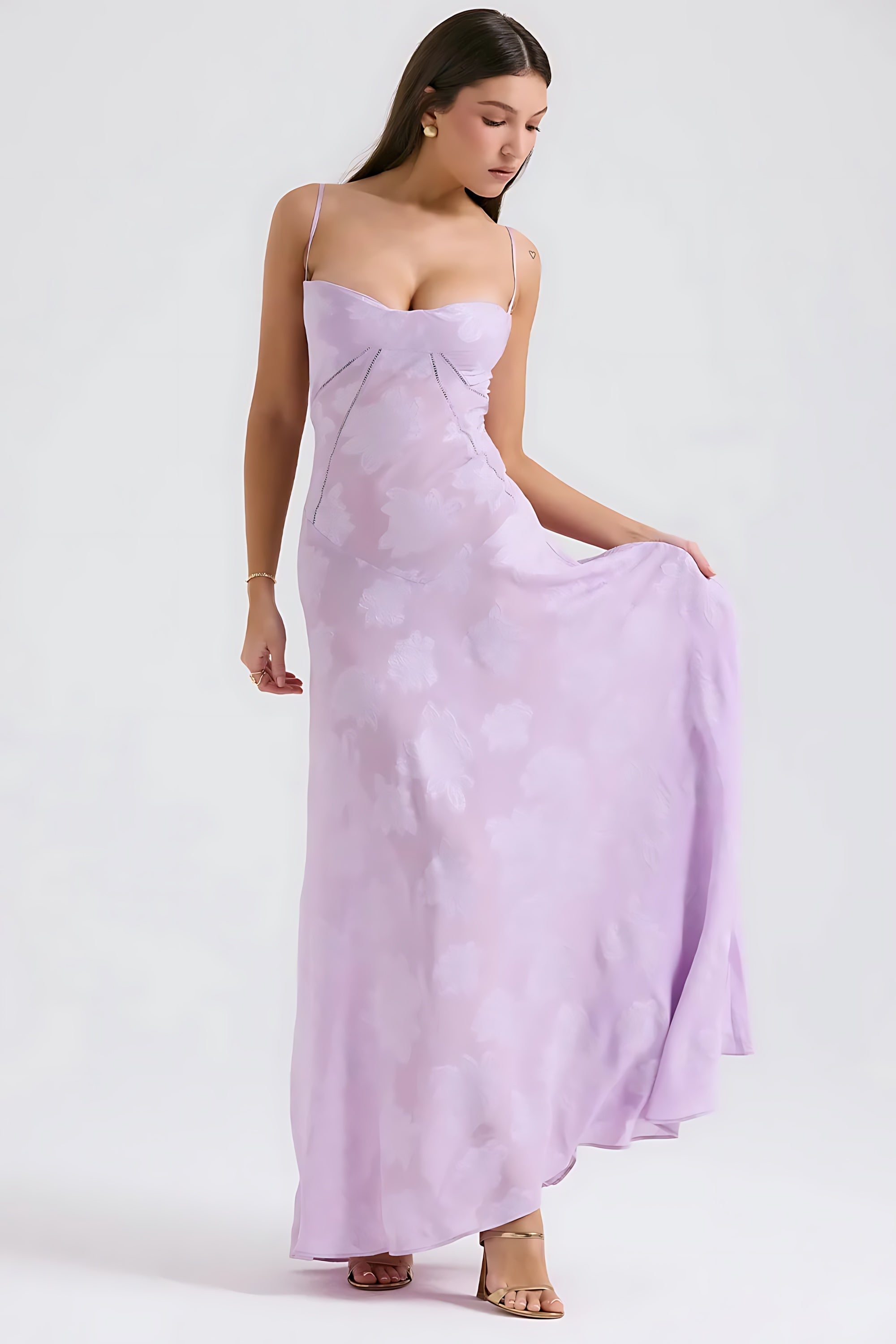 Sloane – Floral Lace Bustier Evening Maxi Dress
