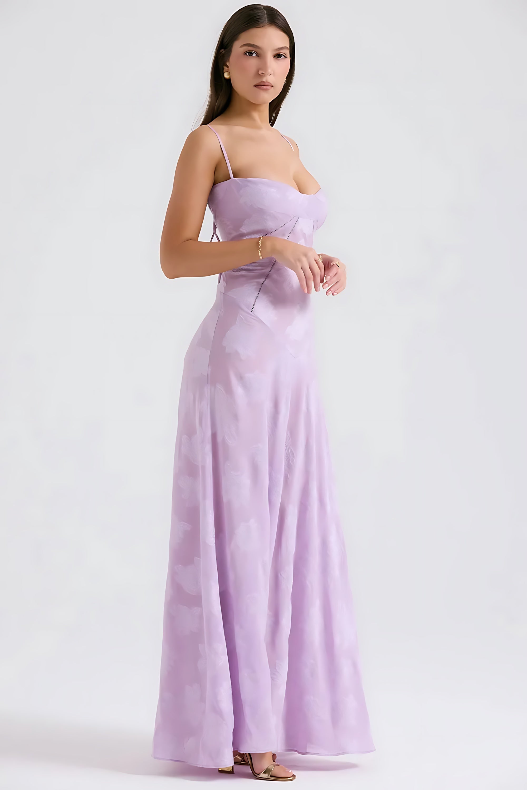 Sloane – Floral Lace Bustier Evening Maxi Dress