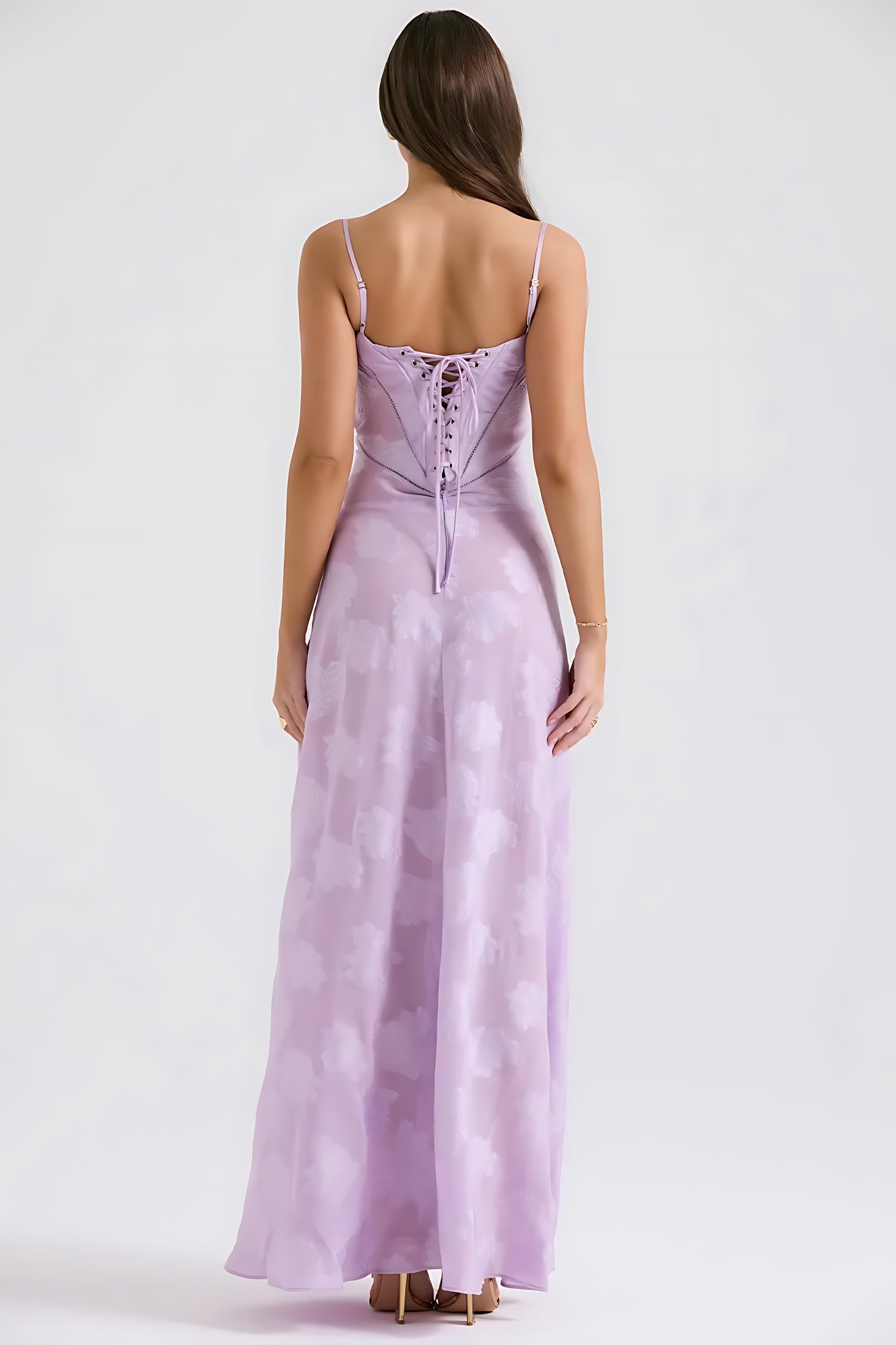 Sloane – Floral Lace Bustier Evening Maxi Dress