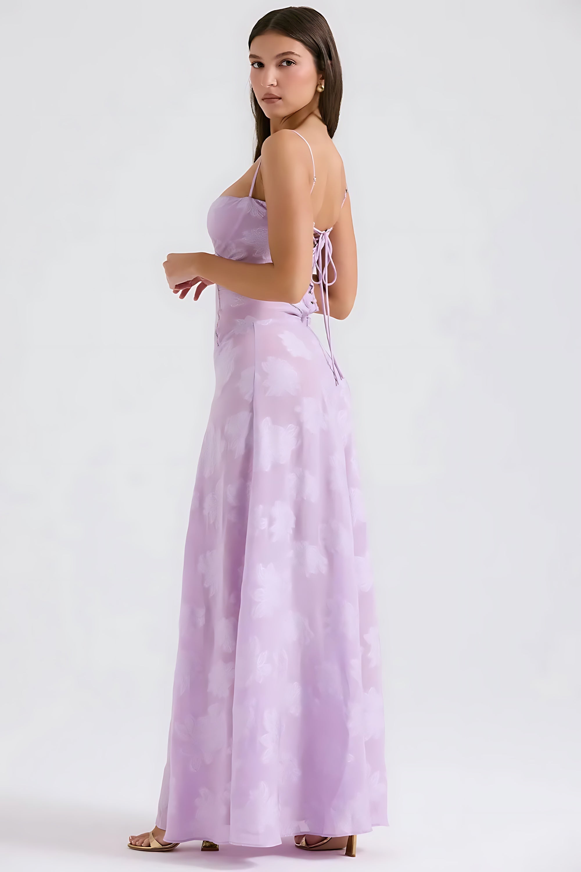 Sloane – Floral Lace Bustier Evening Maxi Dress