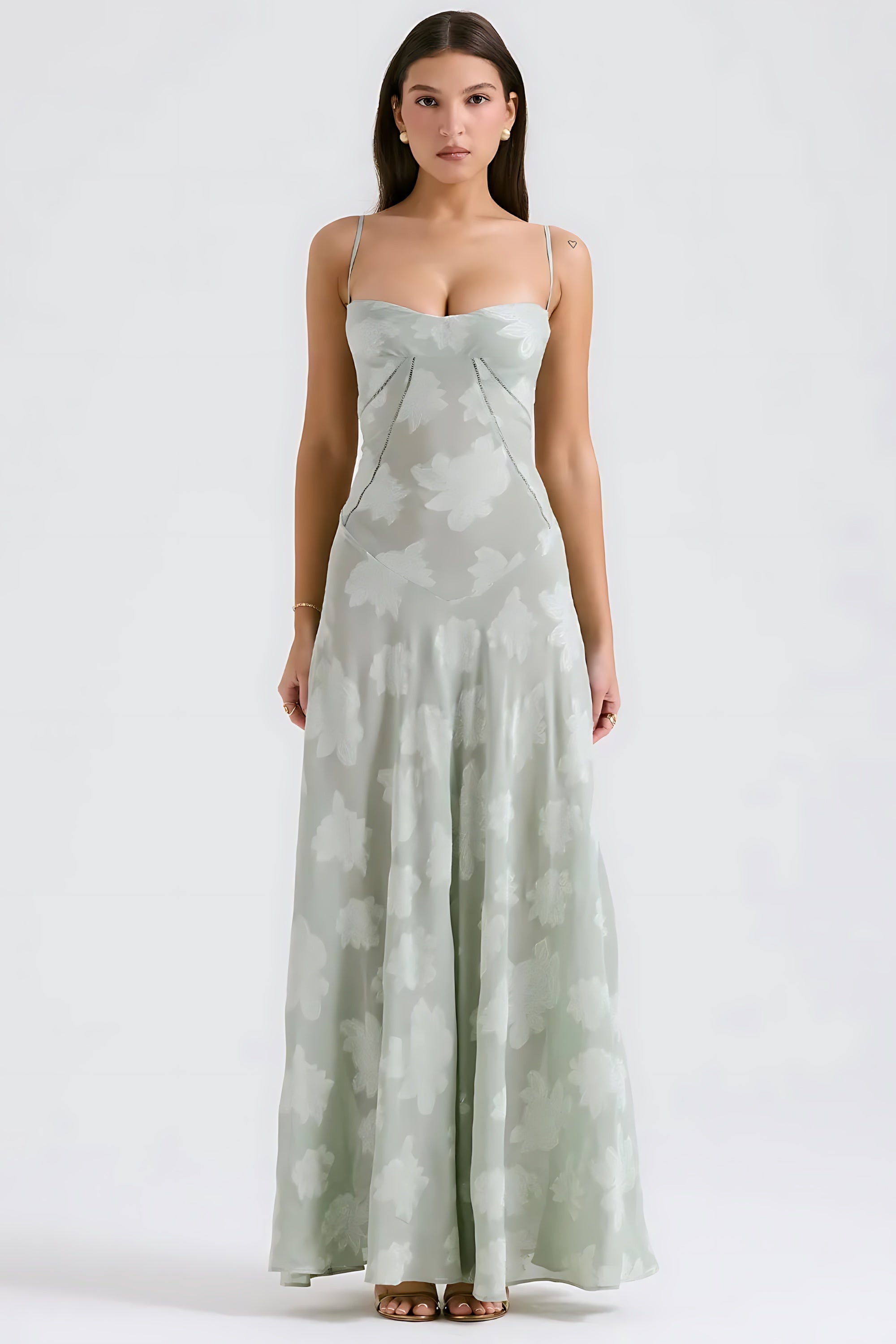 Sloane – Floral Lace Bustier Evening Maxi Dress