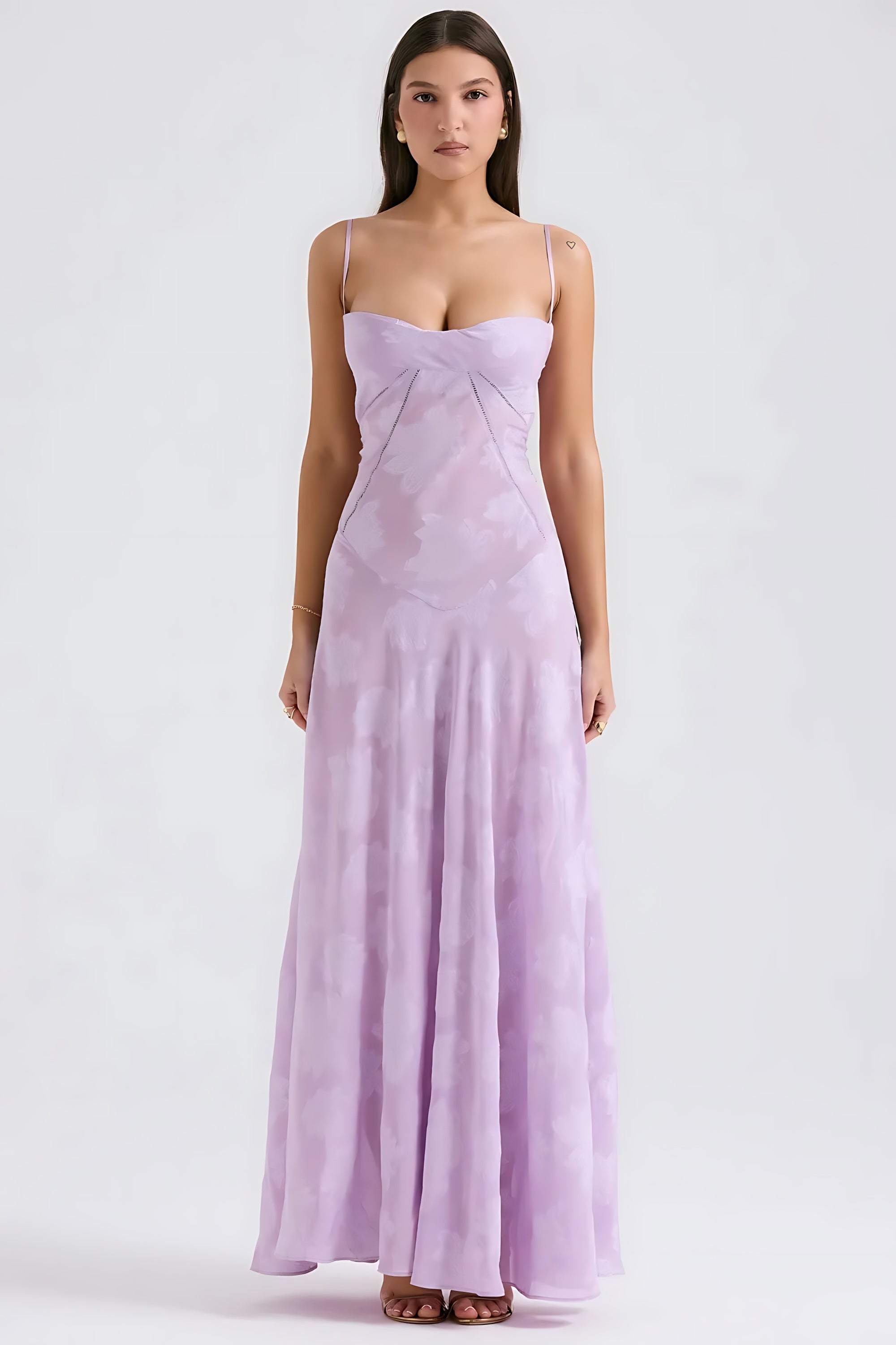 Sloane – Floral Lace Bustier Evening Maxi Dress