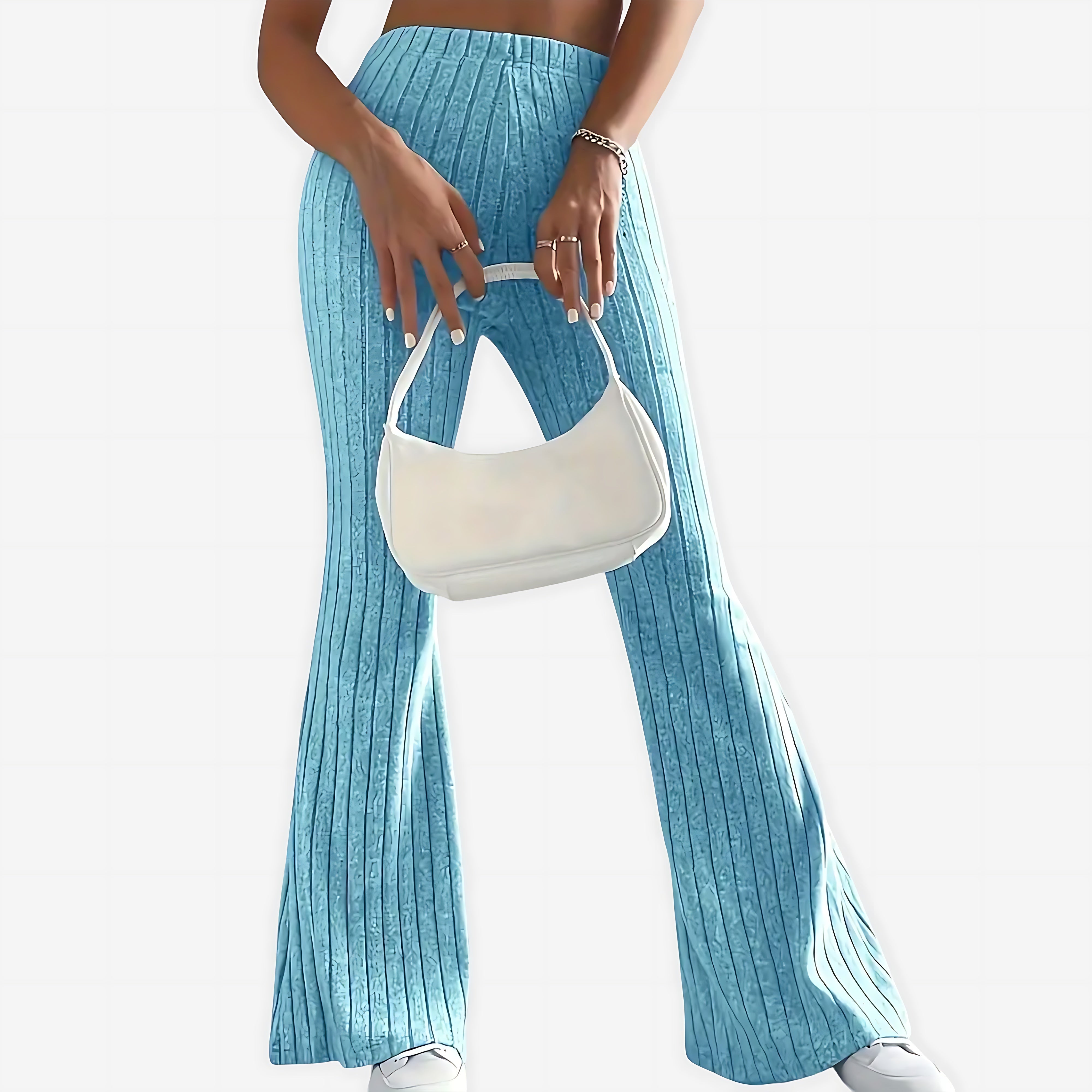 Sloane – Striped Ribbed Flare Pants