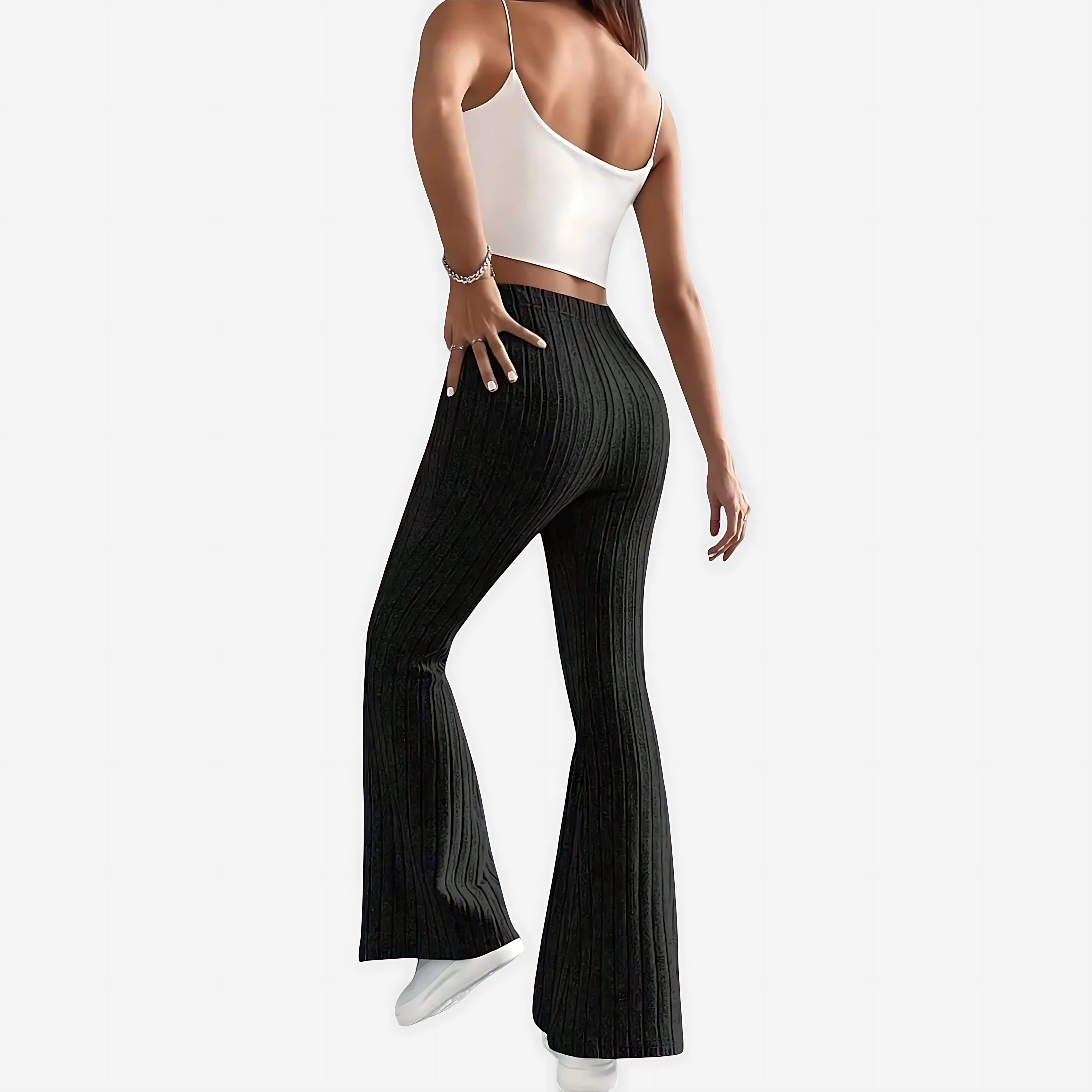 Sloane – Striped Ribbed Flare Pants