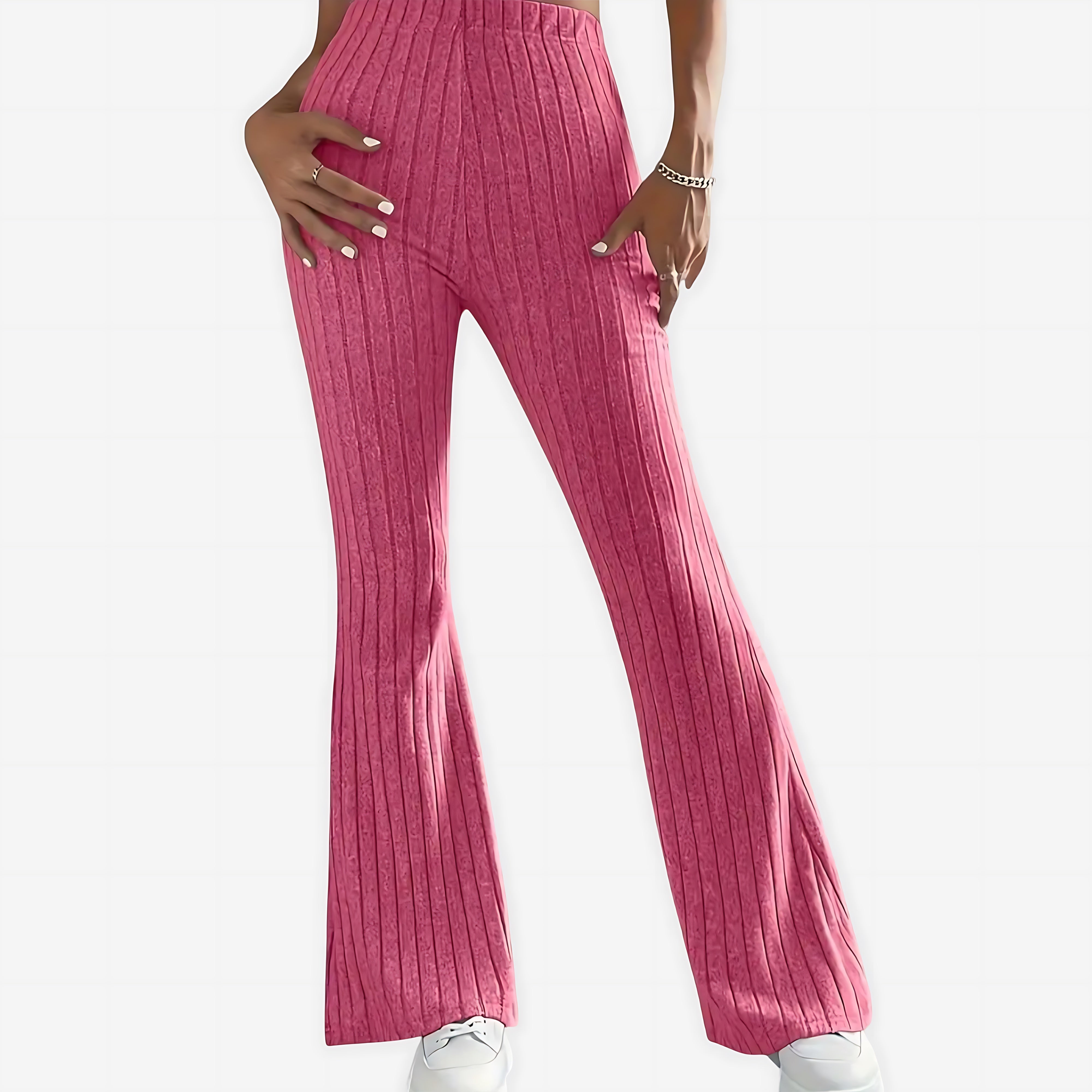 Sloane – Striped Ribbed Flare Pants