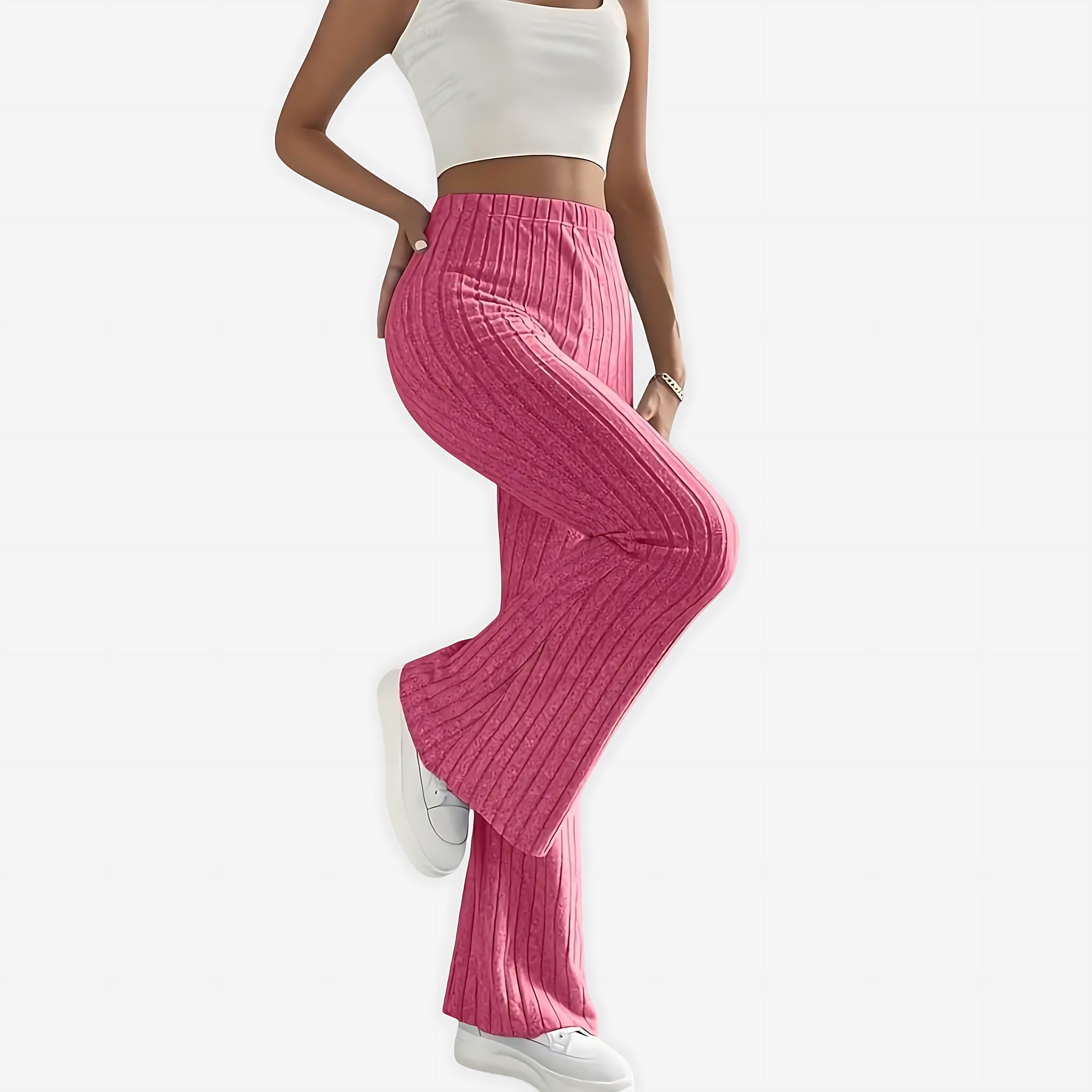 Sloane – Striped Ribbed Flare Pants