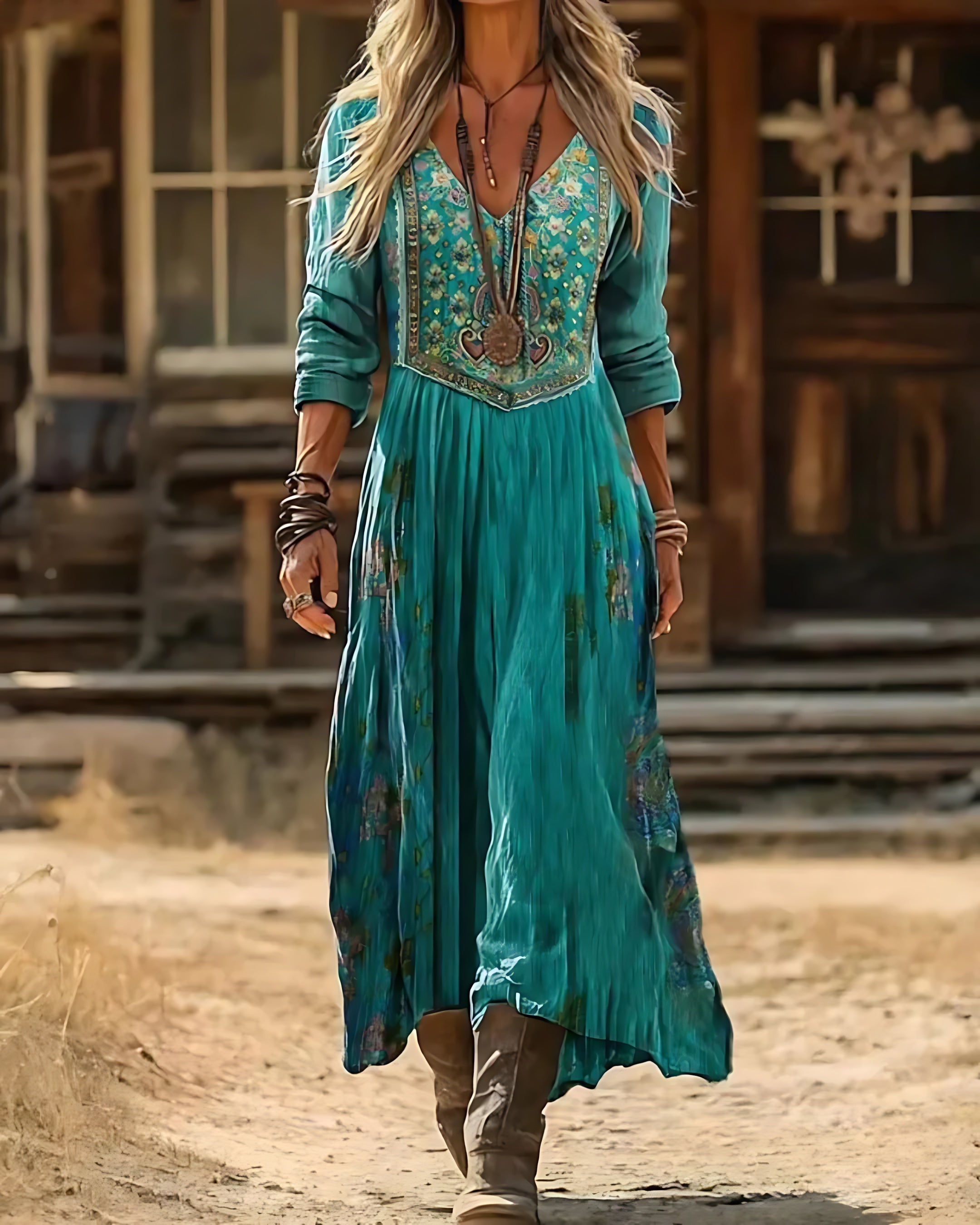 Sofia – Embroidered Boho Tiered Maxi Dress