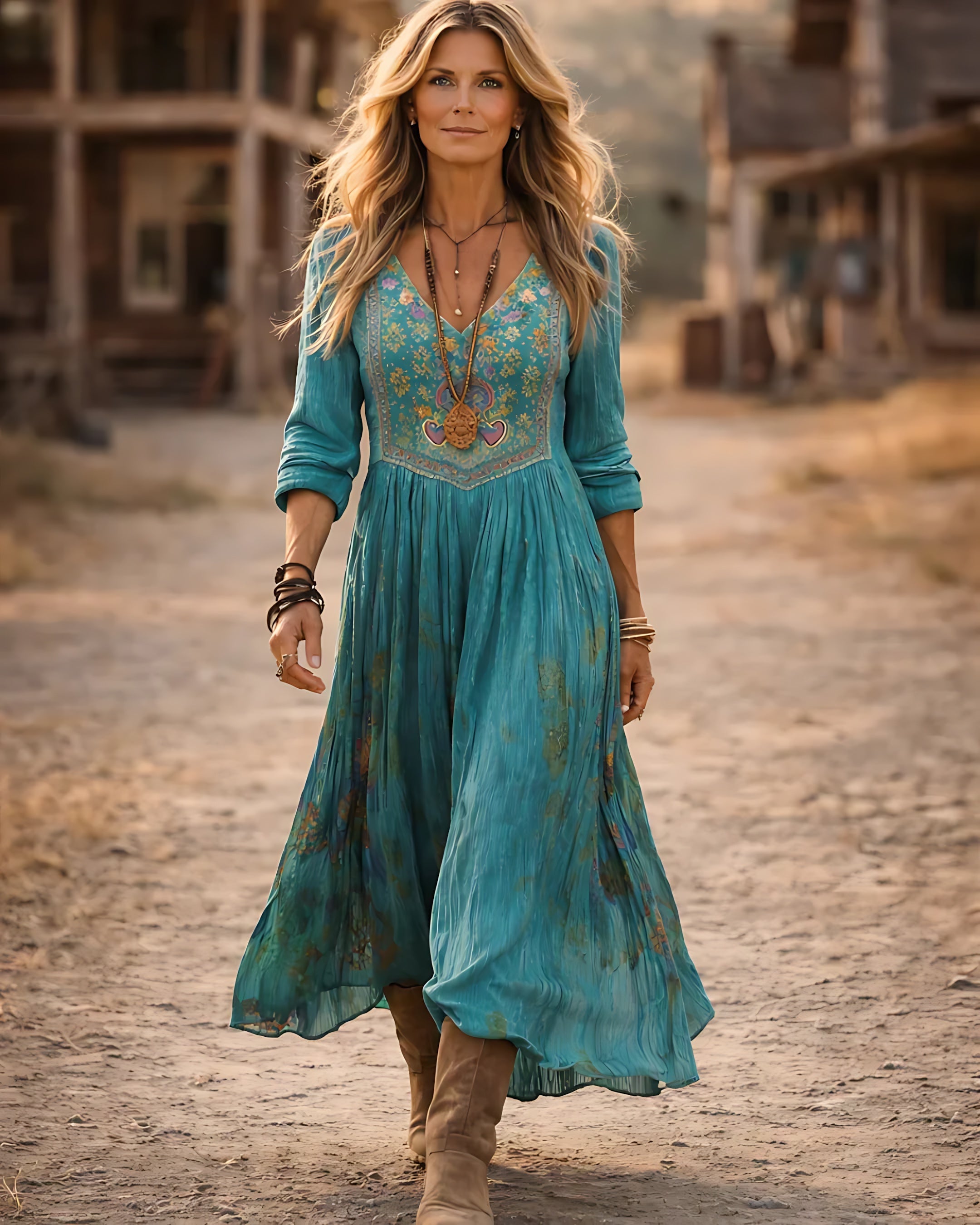 Sofia – Embroidered Boho Tiered Maxi Dress