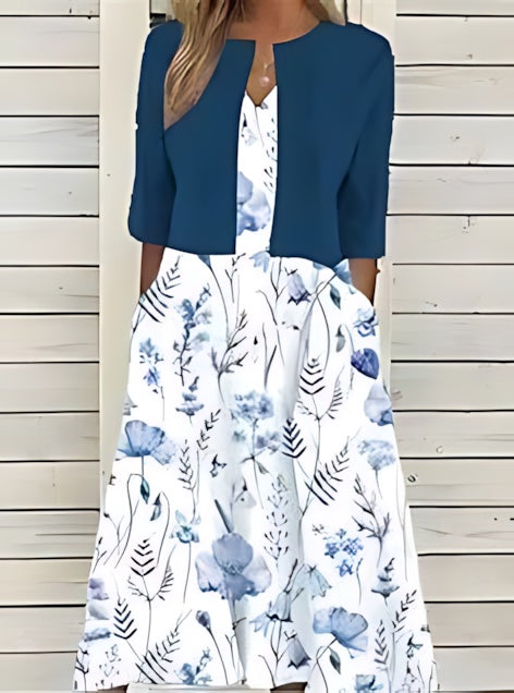 Sofia – Floral Print Swing A Line Midi Dress