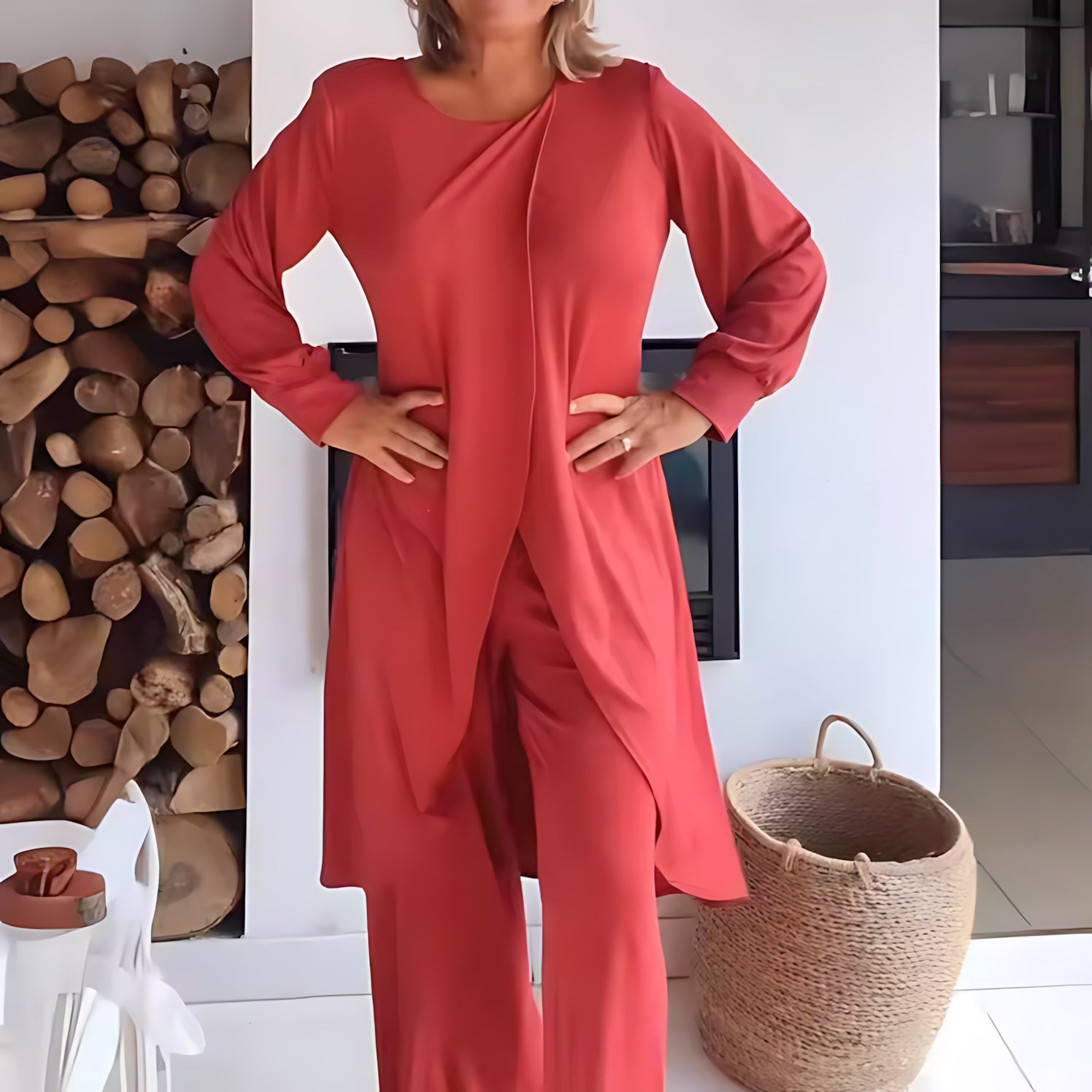Sophie – High Low Tunic Shirt and Wide Leg Pants Set