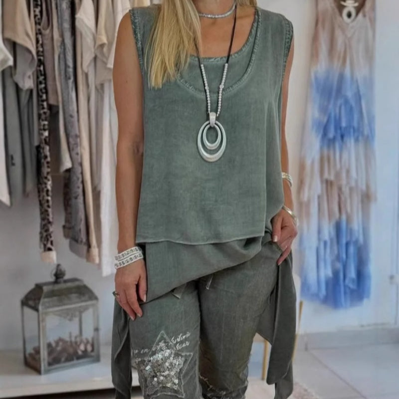 Diana – High Low Tank Top and Floral Print Pants Set