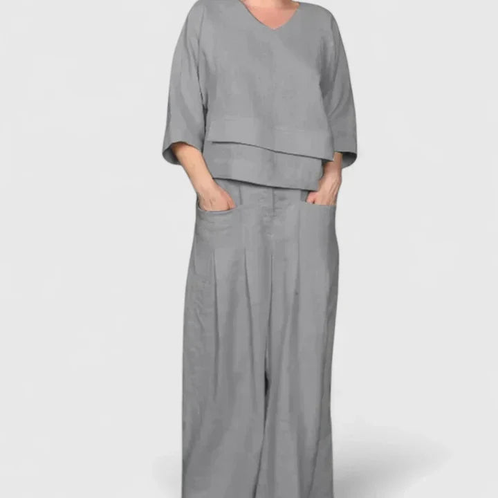 Athena – Half Sleeve Top and Wide Leg Pants Lounge Set