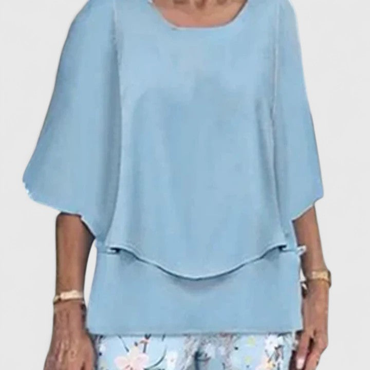 Hailey – Short Sleeve Top and Leaf Print Pants Set