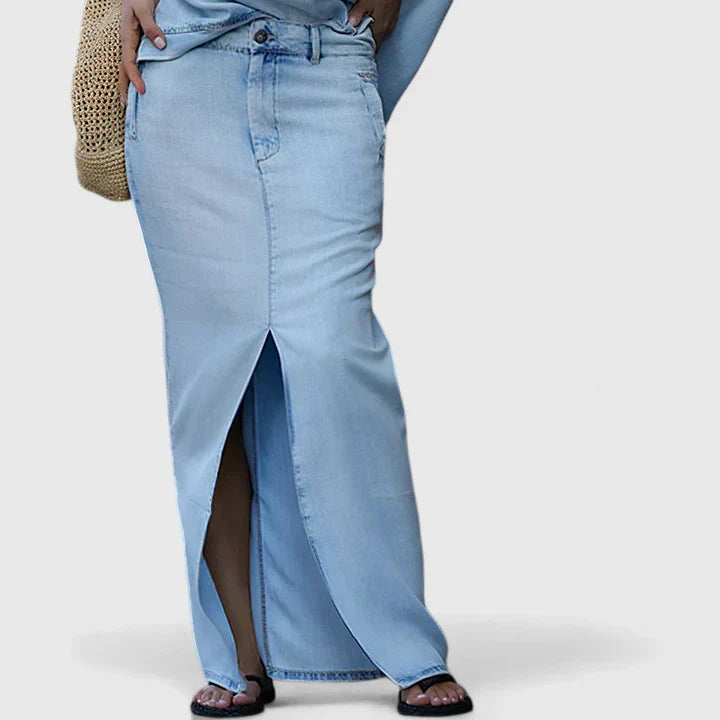 Thea – Off Shoulder Top and Slit Maxi Skirt Set