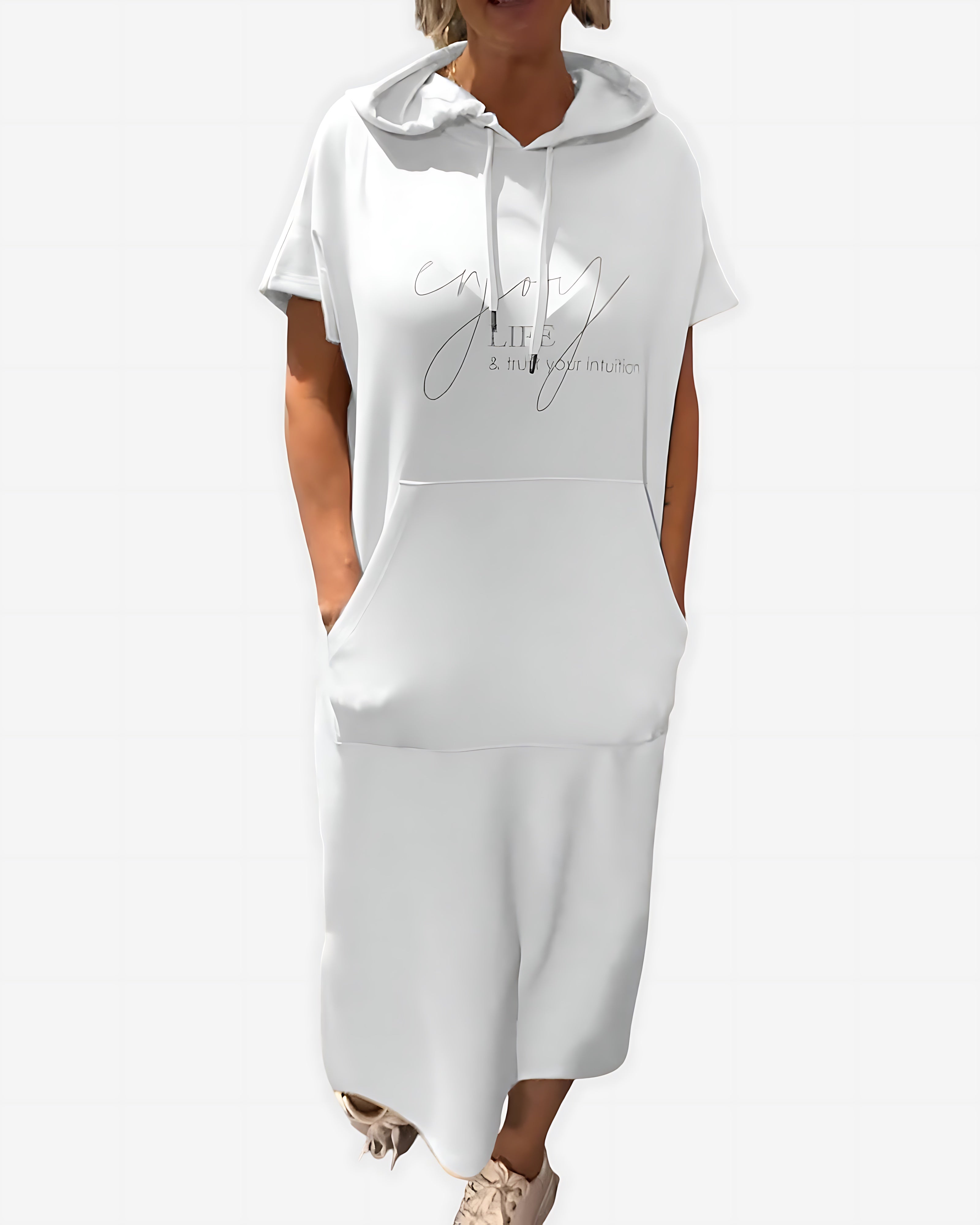 Stella – Short Sleeve Midi Hoodie Dress