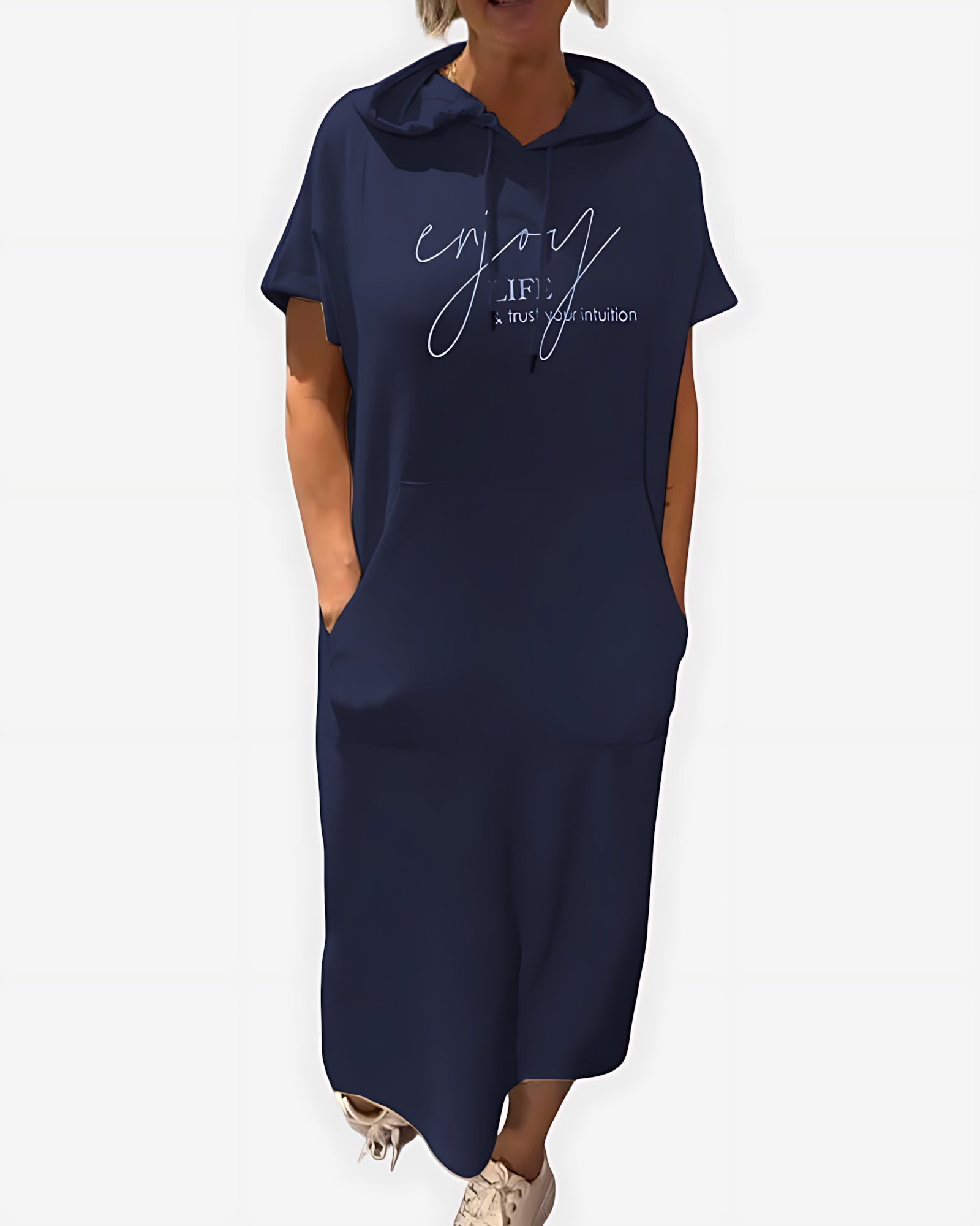 Stella – Short Sleeve Midi Hoodie Dress