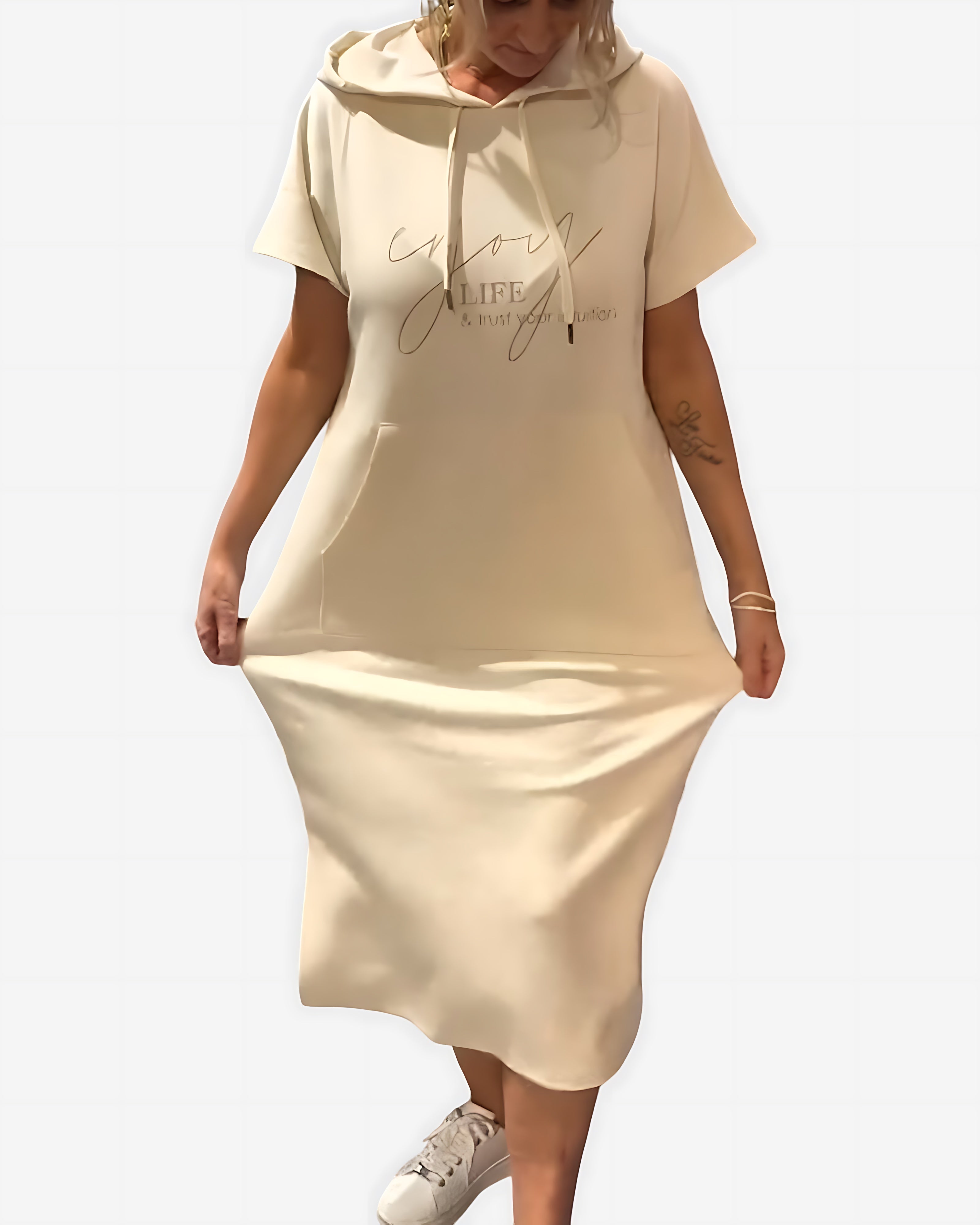 Stella – Short Sleeve Midi Hoodie Dress