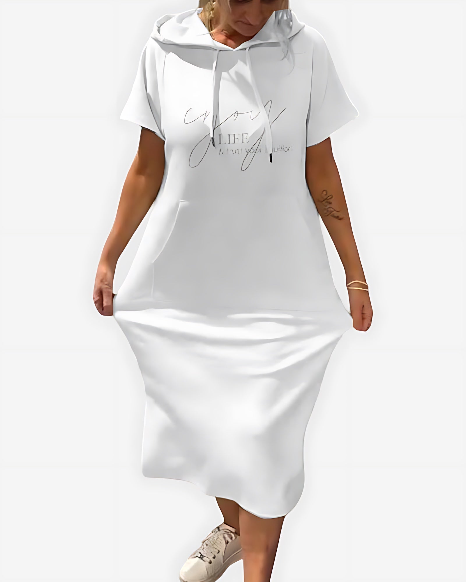 Stella – Short Sleeve Midi Hoodie Dress