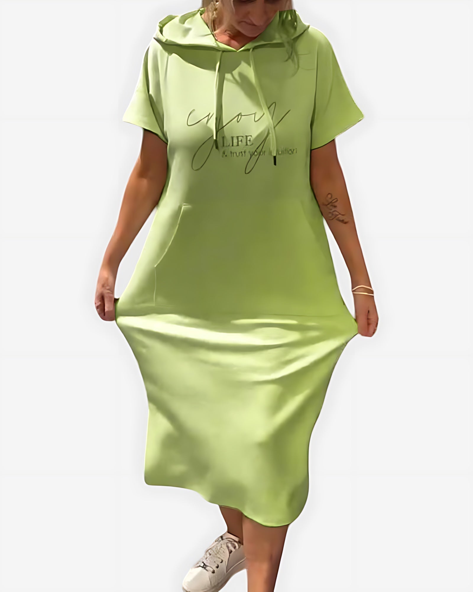 Stella – Short Sleeve Midi Hoodie Dress