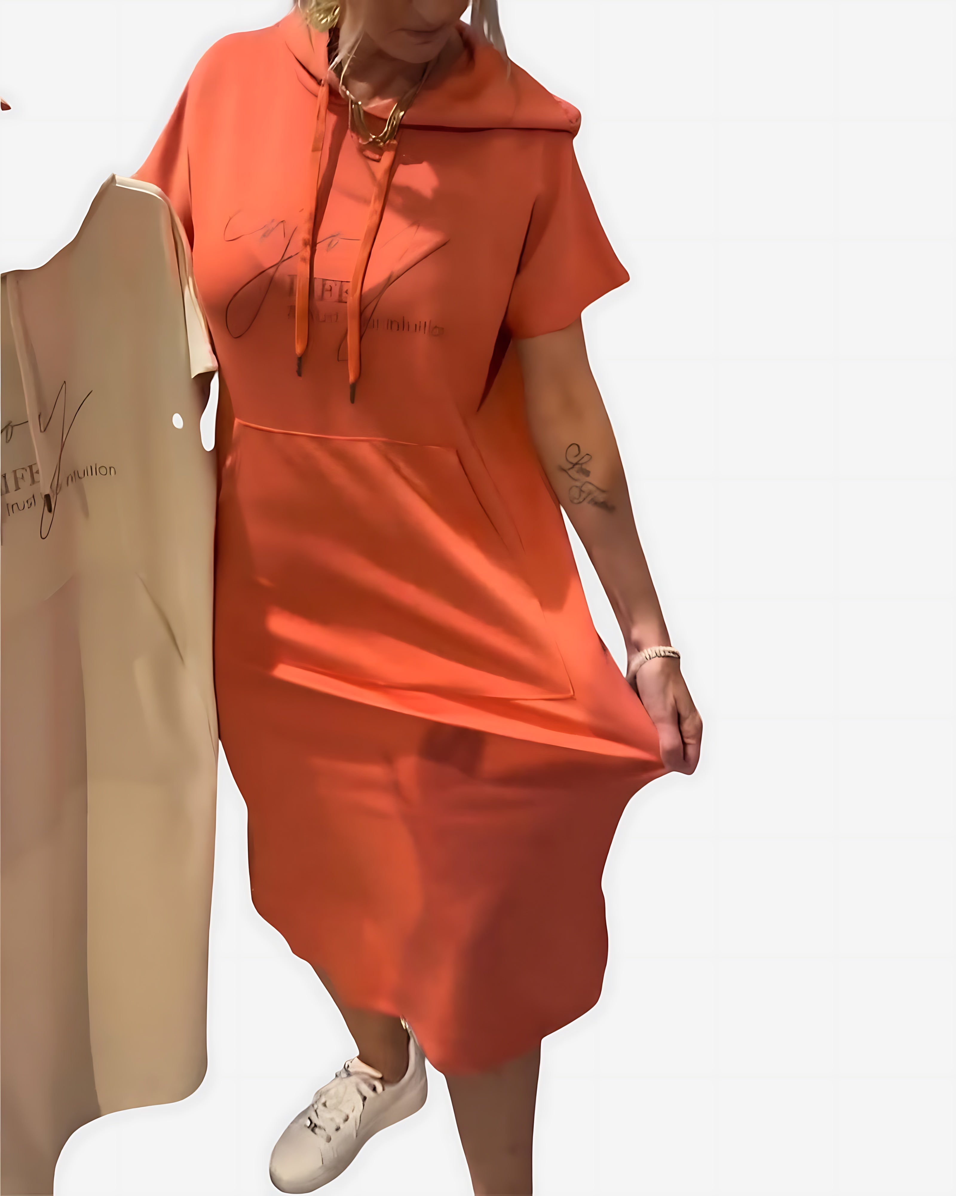 Stella – Short Sleeve Midi Hoodie Dress