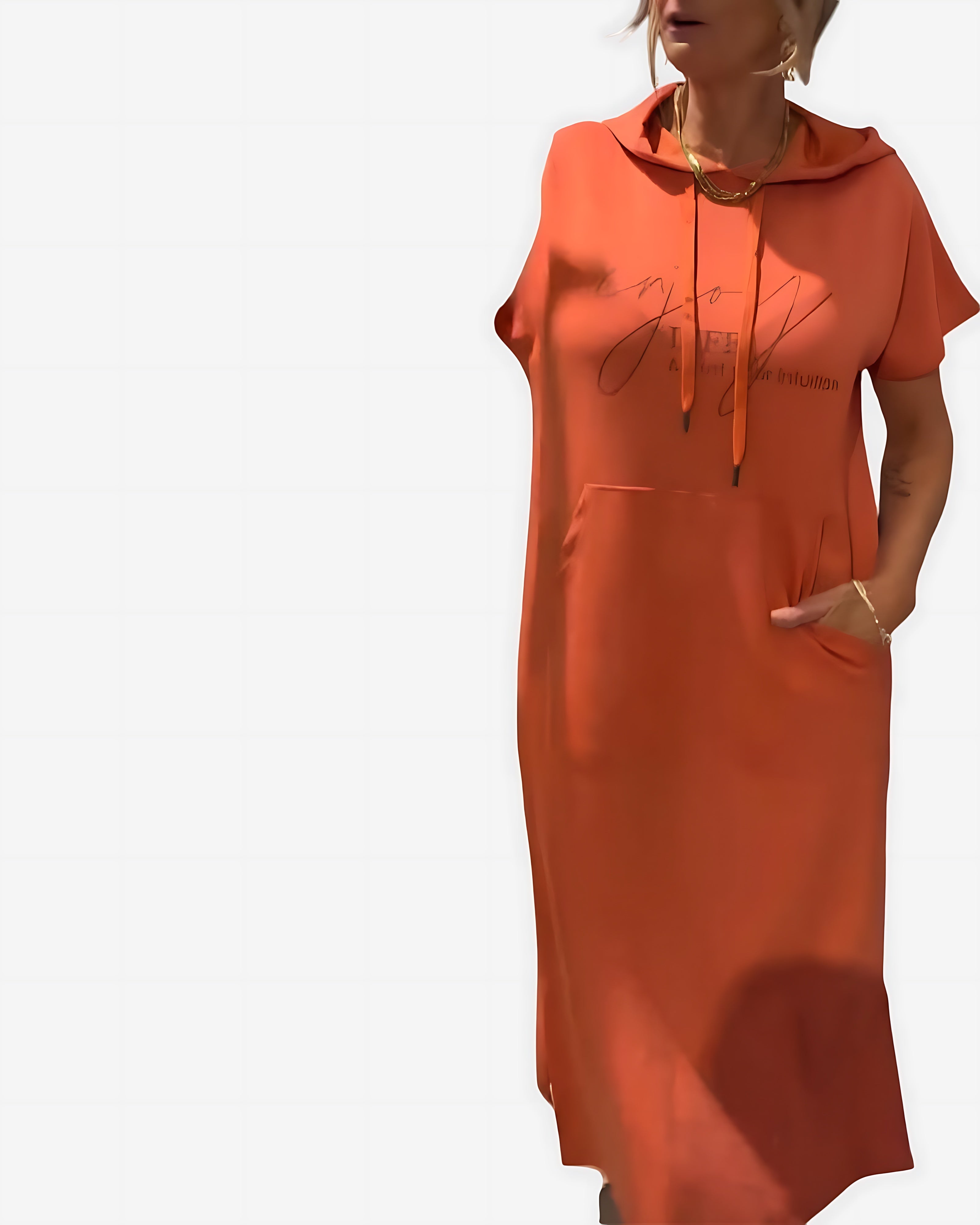 Stella – Short Sleeve Midi Hoodie Dress