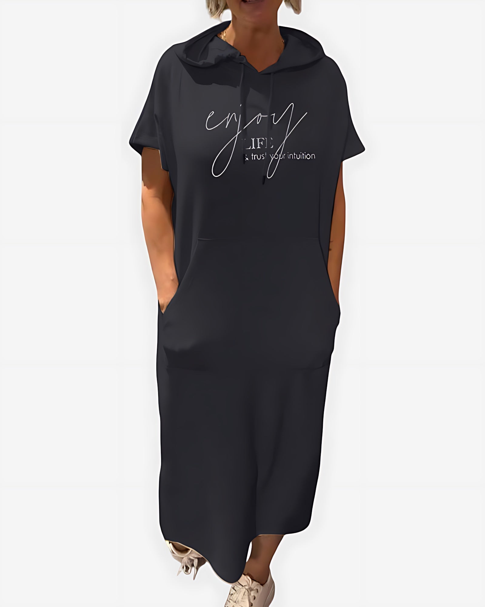 Stella – Short Sleeve Midi Hoodie Dress