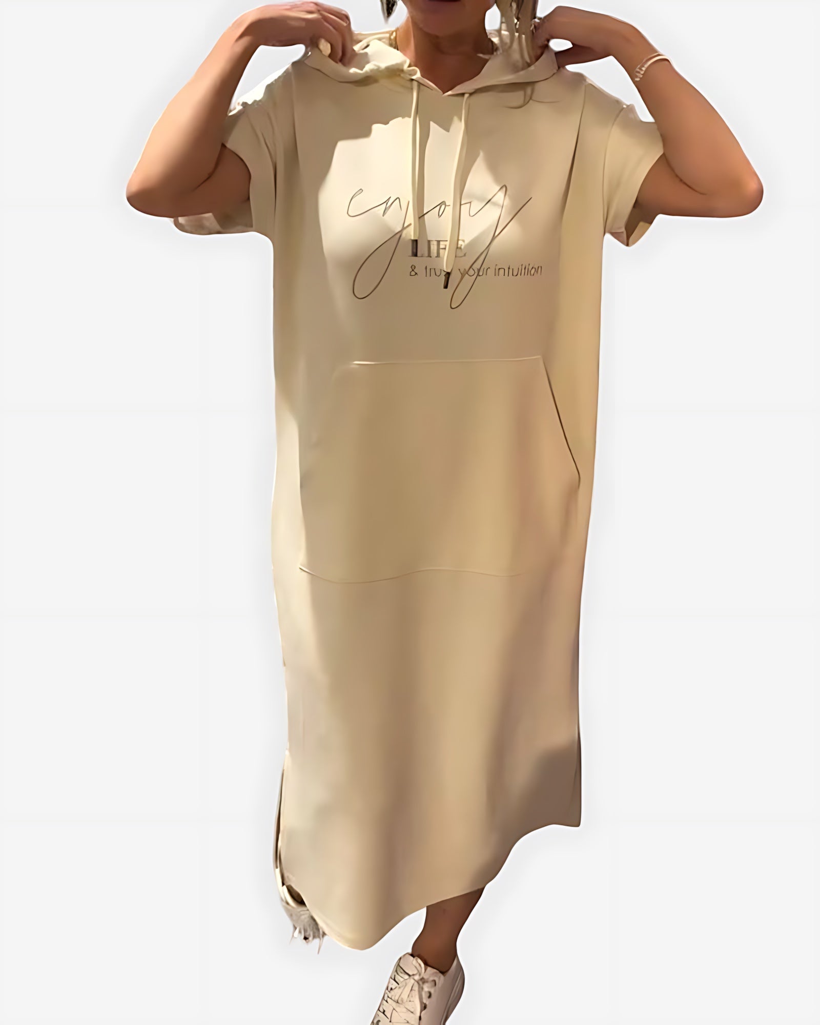 Stella – Short Sleeve Midi Hoodie Dress