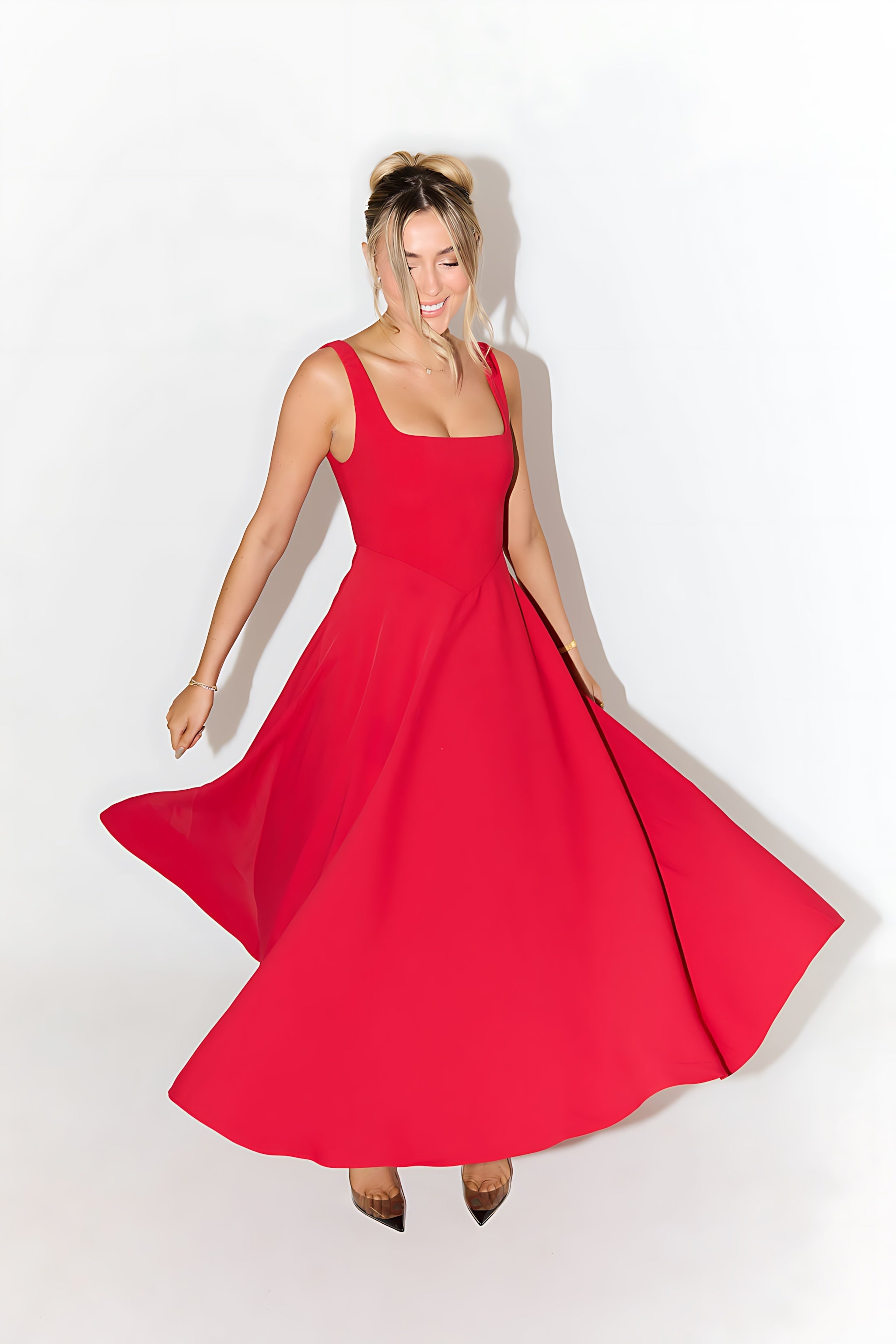 Stella – Square Neck A Line Formal Maxi Dress