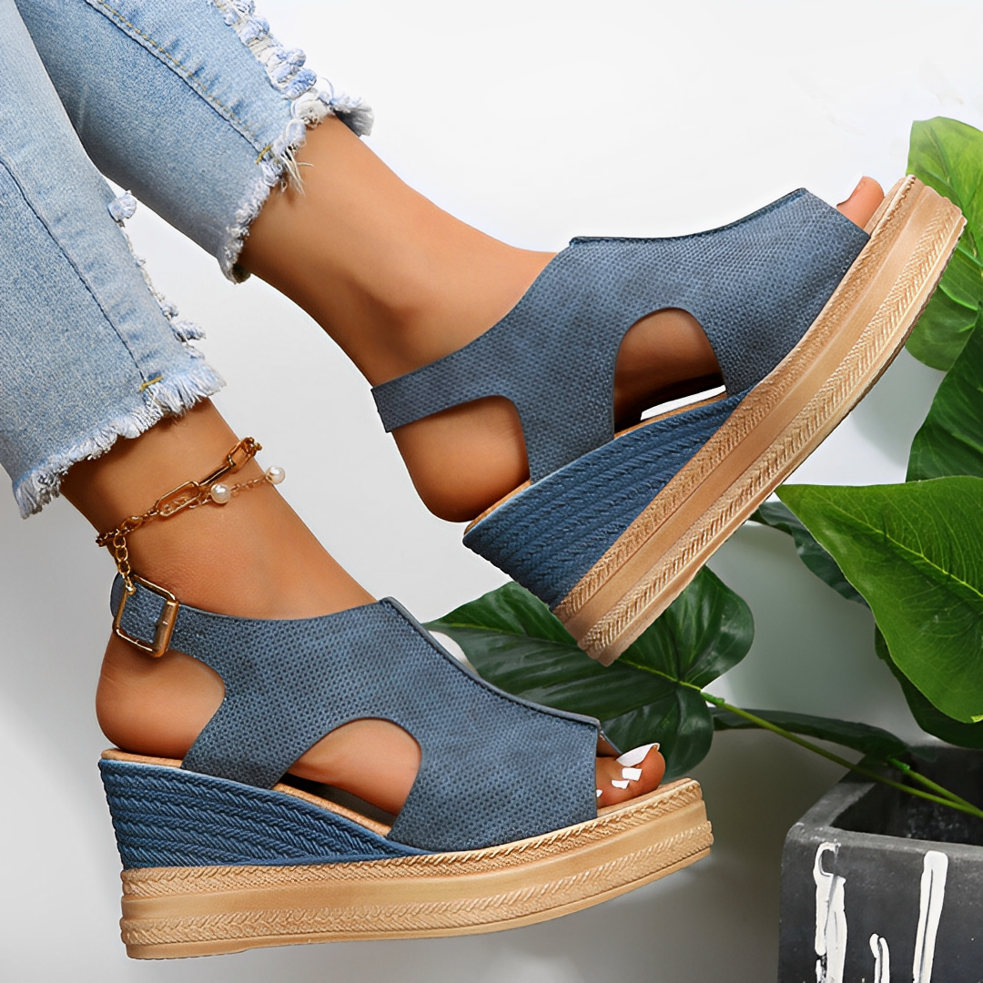 Lena – Cutout Platform Wedge Sandals